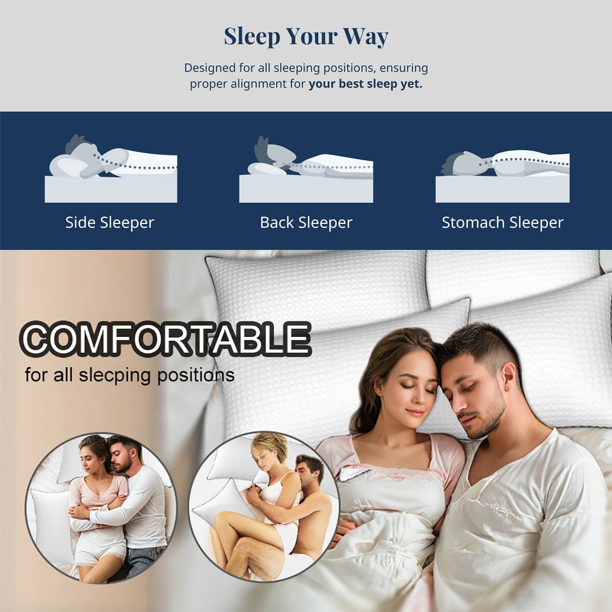 Orthopedic Support Pillows King Size Set of 2, Hotel Quality, Down Alternative Gusseted Bed Pillows for Side, Back, or Stomach Sleepers,... - Decorative Throw Pillow Cushion for Sofa & Bed Detail
