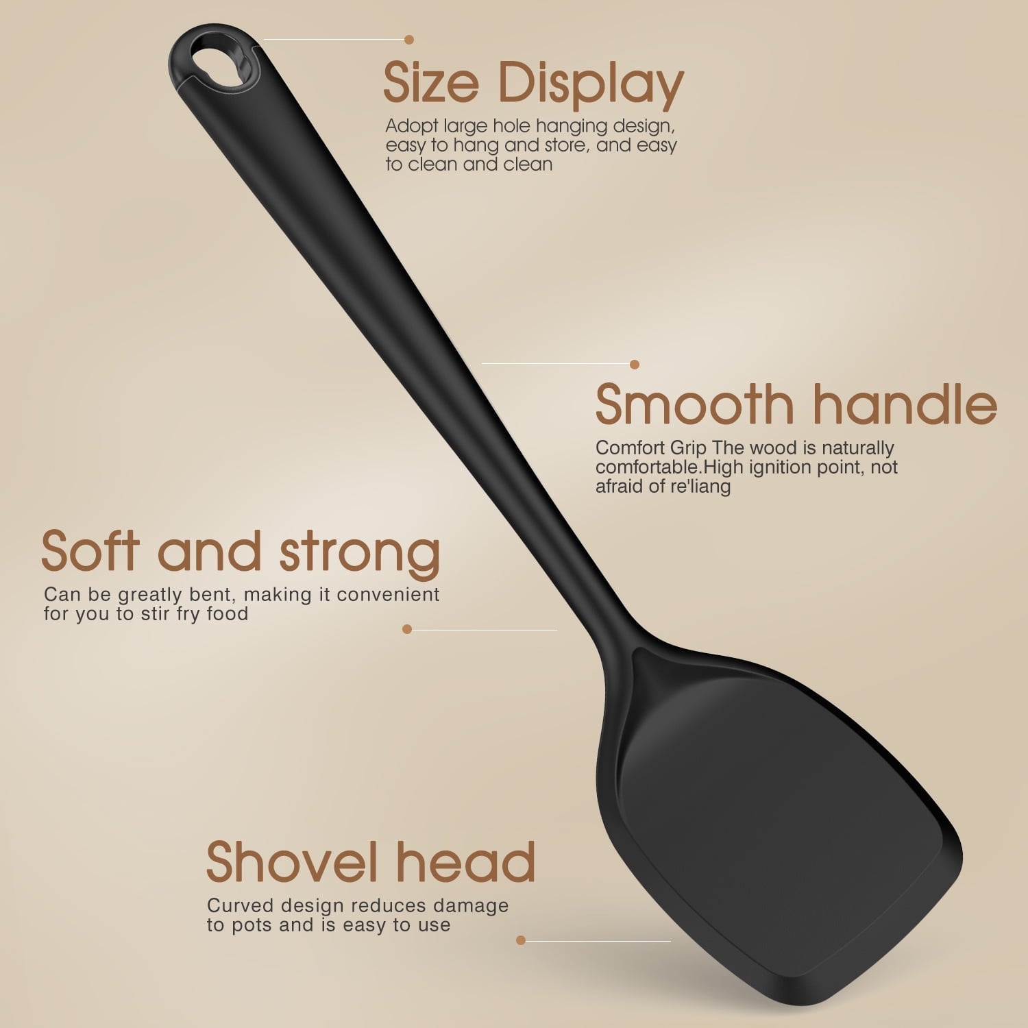 Non-Stick Safe Silicone Kitchen Utensils Set, 600°F Heat Resistant Silicone Cooking Utensils, Spatula, Spoon, Whisk, Tongs, Kitchen ... - Ergonomic Kitchen Tongs and Cooking Spoon Utensil Detail