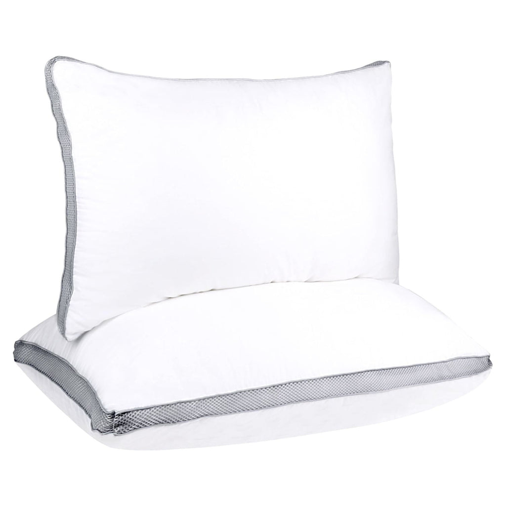 Hotel Collection 2 Pack Cotton Down Alternative Pillows,Queen Size Bed Pillows Gusseted Hypoallergenic - Orthopedic Shredded Foam Bed Pillow Set Detail