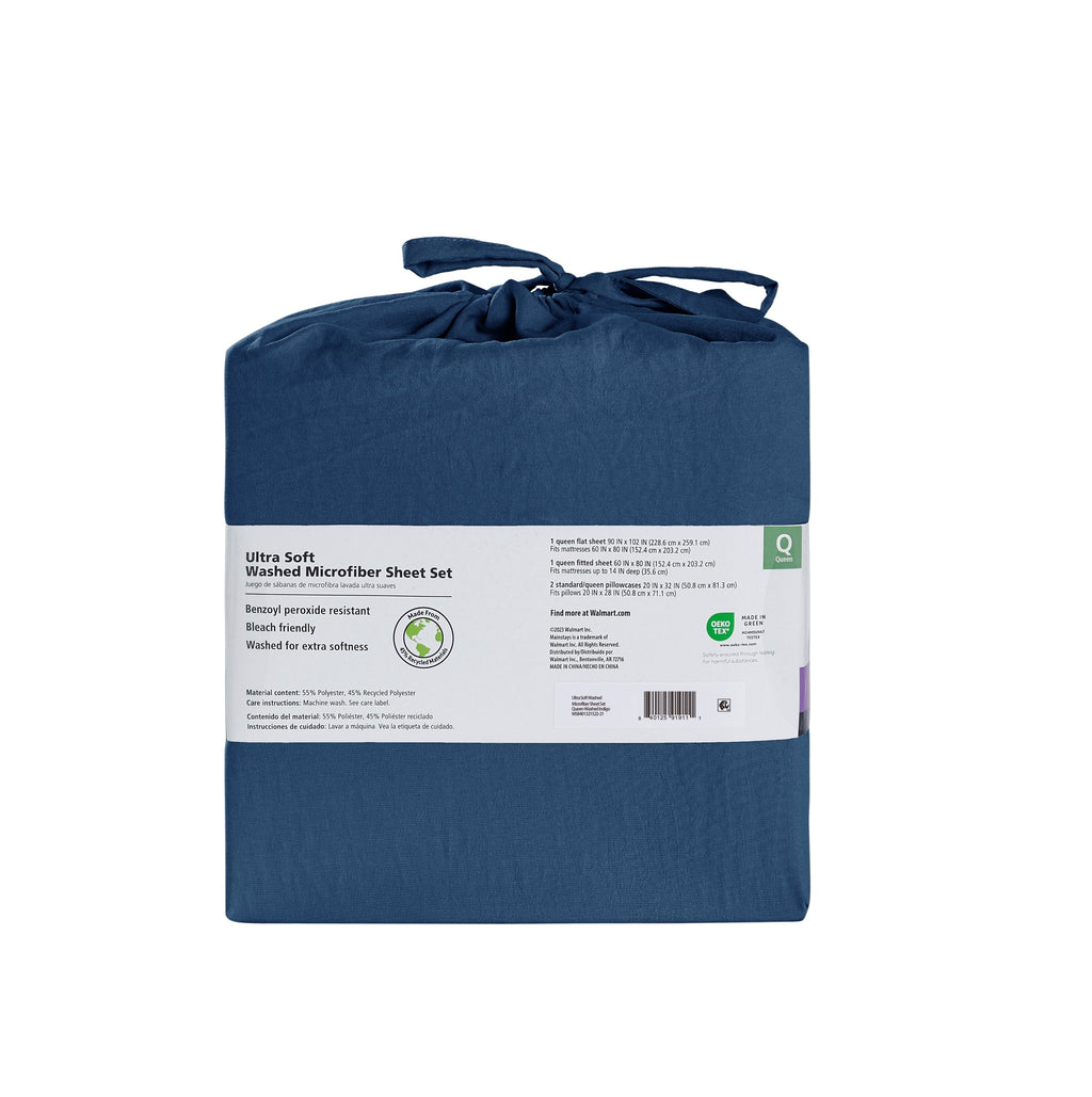 Premium Egyptian Cotton Ultra Soft Microfiber Bed Sheet Set, Twin-XL, Indigo, 3 Piece - Breathable Egyptian Cotton Flat & Fitted Sheets Detail