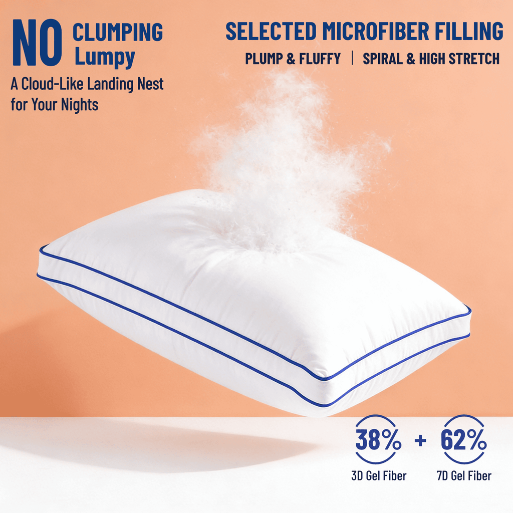 Ergonomic Memory Foam Pillows Queen Size Set of 2 Bed Pillows 2 Pack Down Alternative Hotel Pillows for Side Sleepers and Back Sleepers Gus... - Ergonomic Memory Foam Pillow for Neck Pain Support Detail
