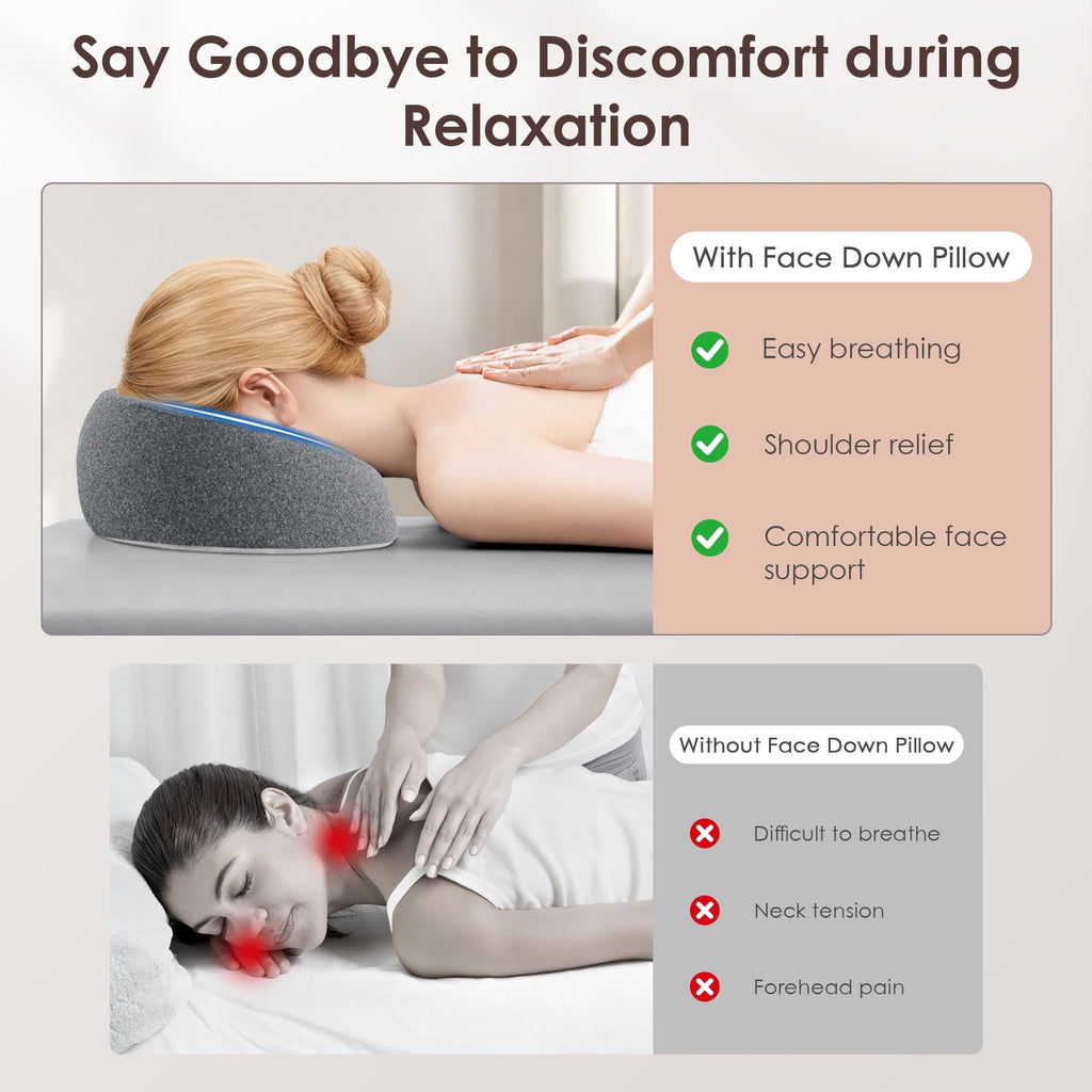 Decorative Plump Face Down Pillow Massage Headrest for Bed, Memory Foam Pillow Face Cradle Support for Stomach Sleepers, Eye Post-Surg... - Decorative Throw Pillow Cushion for Sofa & Bed Detail