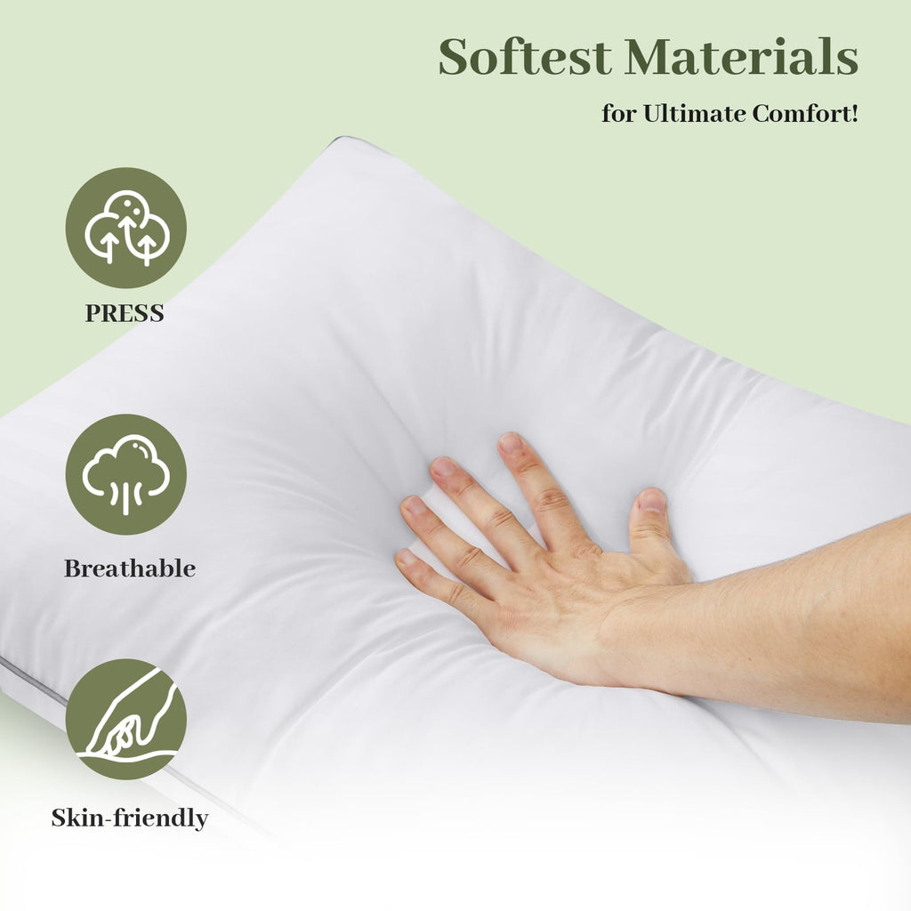 Hotel Collection Pillows Standard Size Set of 2, Hotel Quality, Down Alternative Gusseted Bed Pillows for Side, Back, And Stomach Slee... - Orthopedic Shredded Foam Bed Pillow Set Detail