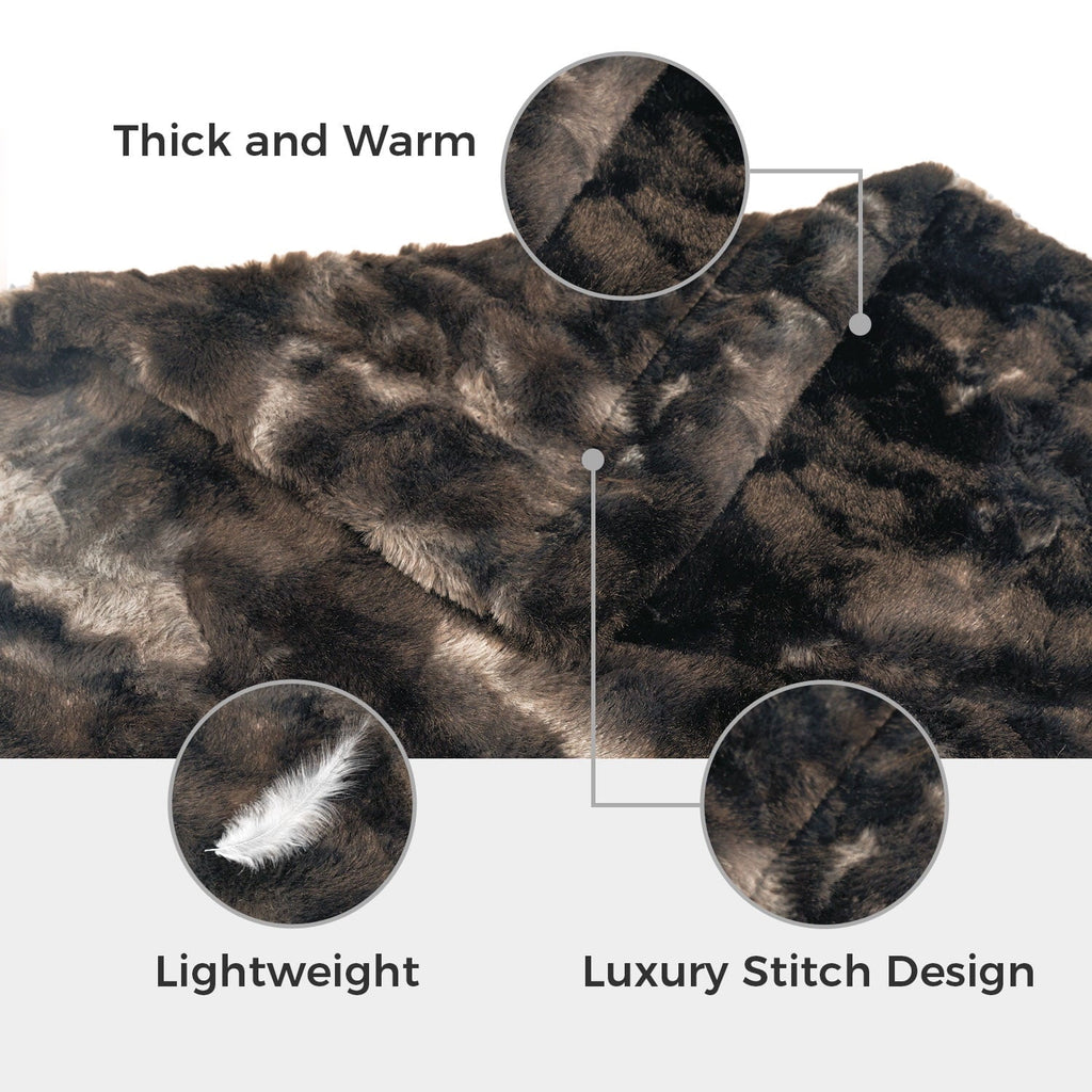 Super Soft Flannel Faux Rabbit Fur Throw Blanket- 50x60 inches, Soft Fluffy Cozy Warm Fuzzy Machine Washable, Durable Blanket for Couch ... - Super Soft Reversible Sherpa Flannel Blanket Detail