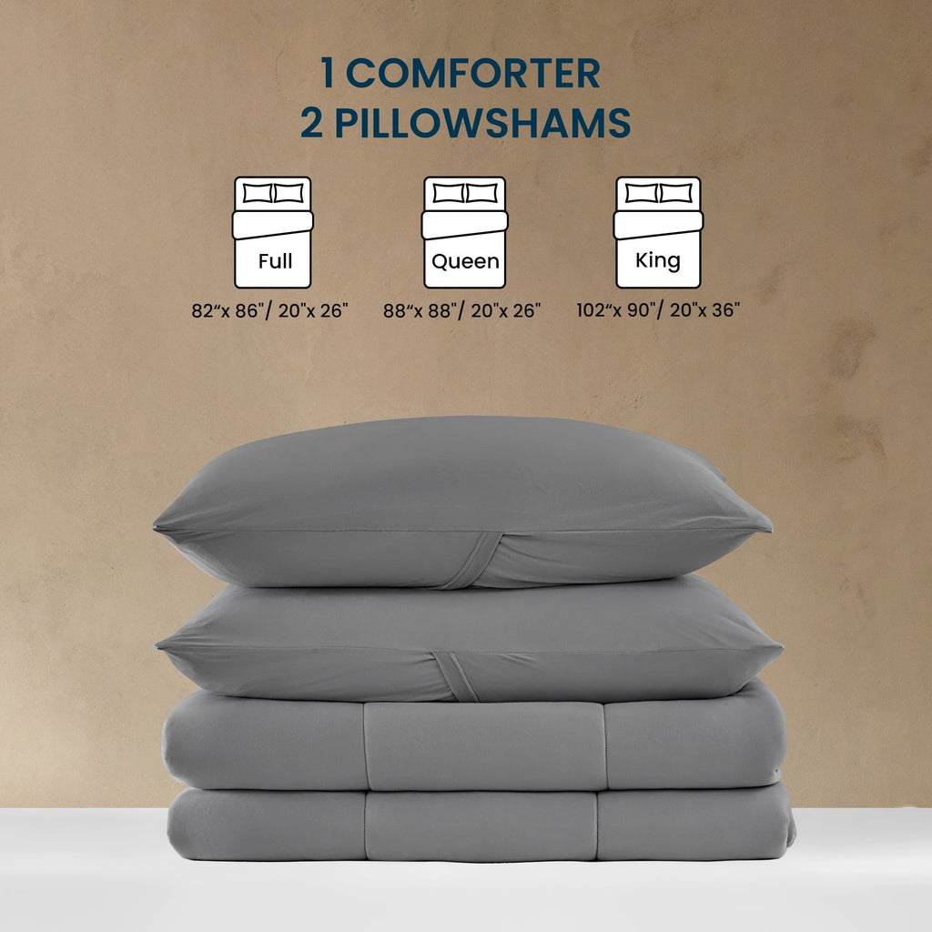 Hypoallergenic Cloud 3 Pieces Jersey Knit Bedding Sets with 1 Comforter and 2 Pillow Shams, Soft and Breathable Comforter Set with Women, ... - Hypoallergenic Ultra-Fluffy Quilt for Winter Detail