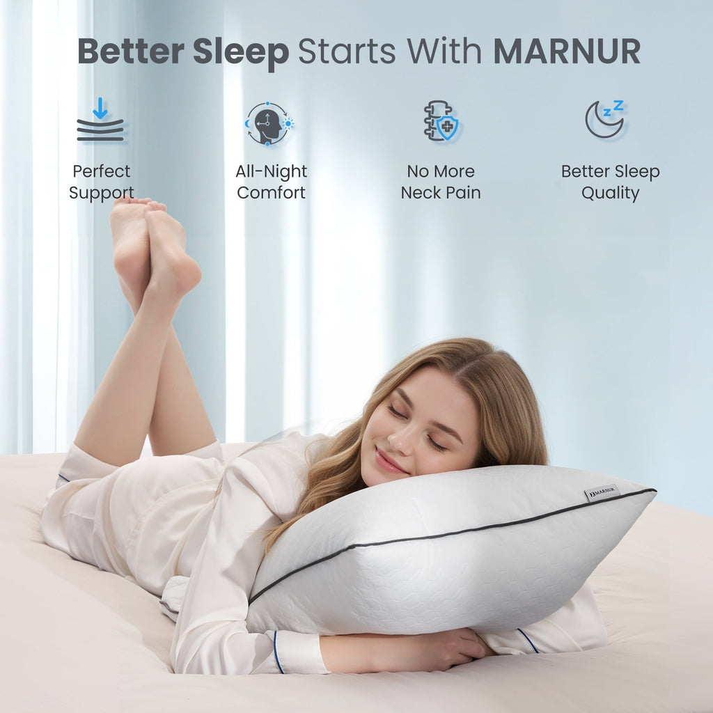 Ergonomic Memory Foam Bed Pillows Hotel Collection Luxury Down Alternative Pillow for Beds 2 Pack, Medium Support for Side & Back Sleepers ... - Ergonomic Memory Foam Pillow for Neck Pain Support Detail