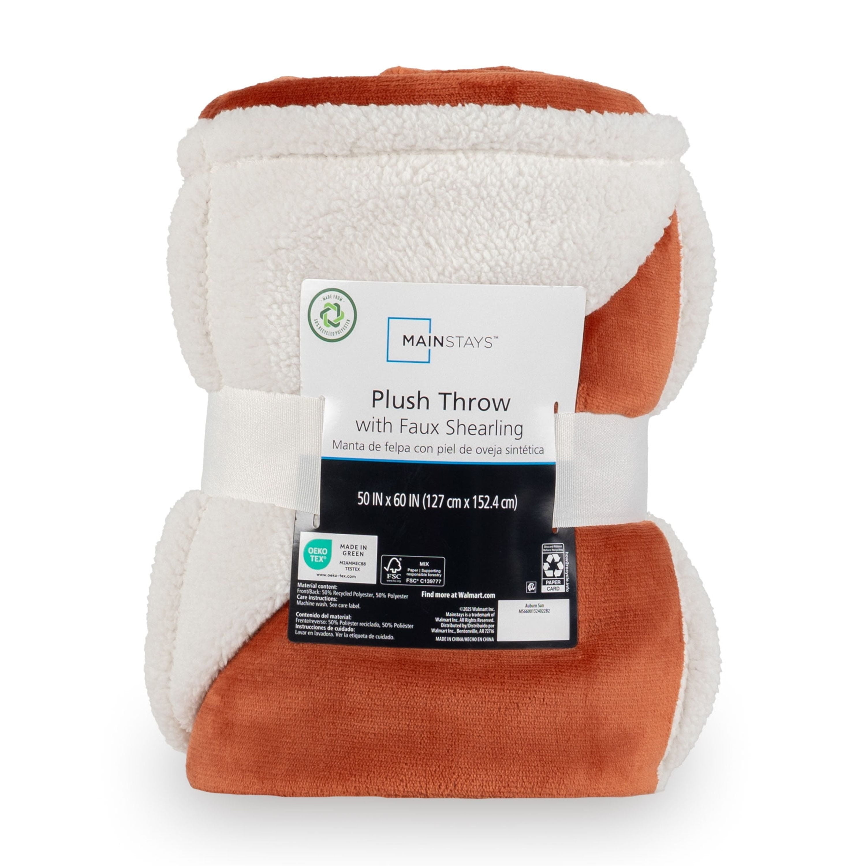 Reversible Sherpa Reversible Printed Velvet Plush and Hampshire Faux Shearling Soft Throw Blanket, Standard Size, Auburn Sun - Cozy Fleece Throw Blanket for Couch & Bed Detail