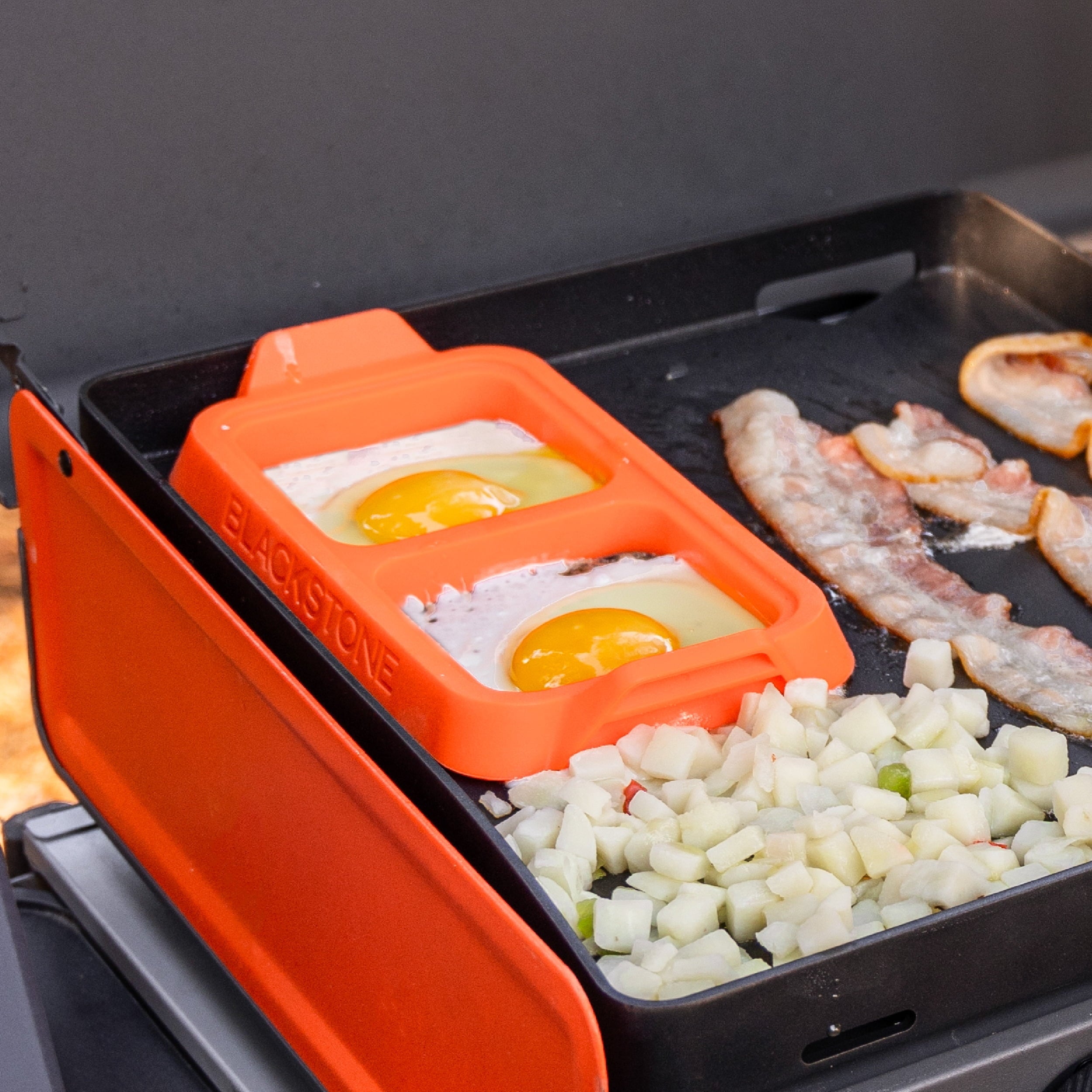 Chef-Quality Silicone Egg Ring Tray Set with Heat-Resistant Handles, 2-Piece - Multi-Purpose Hand Tool for Daily Meal Prep Detail