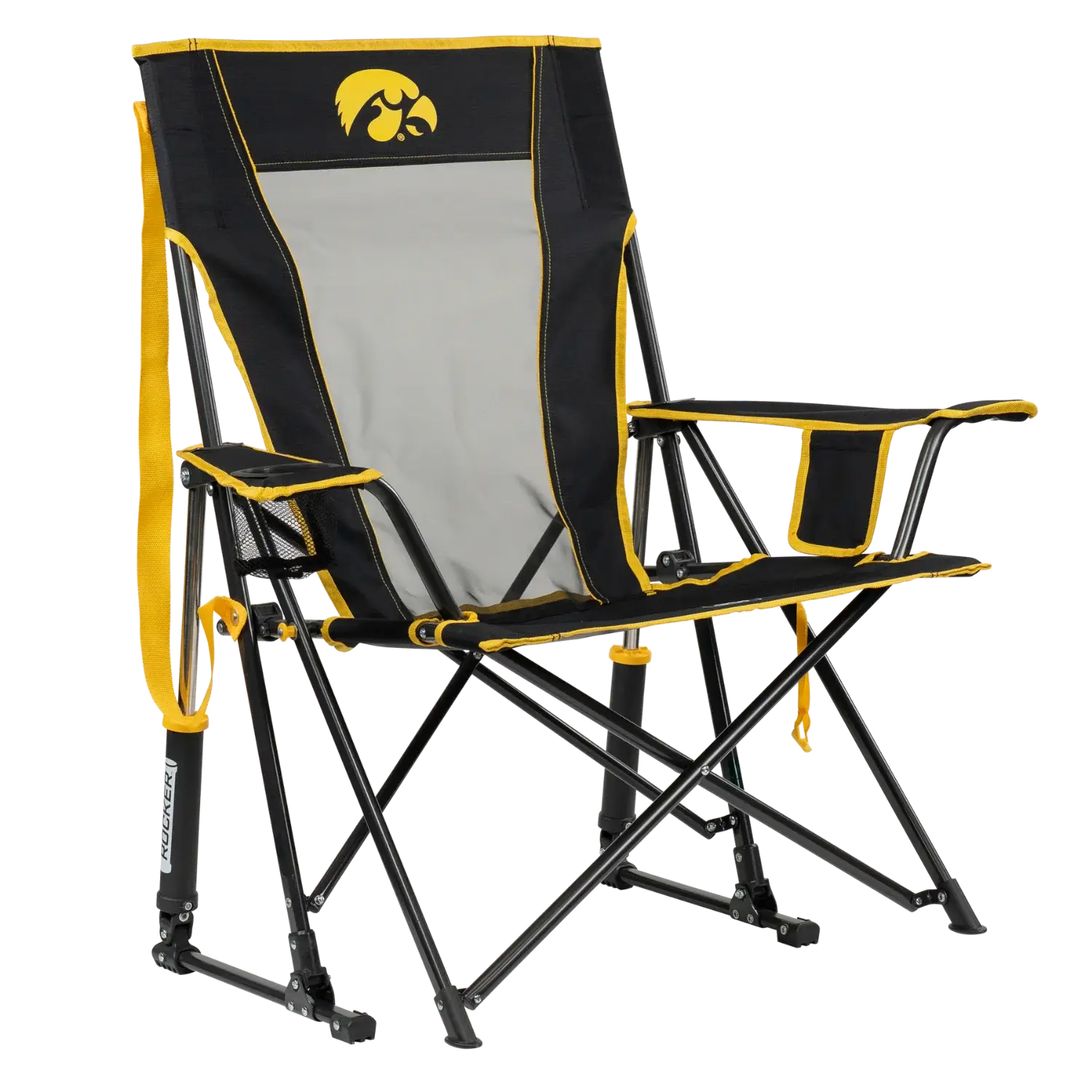 Patented Spring-Action College Comfort Pro Rocker - Iowa Hawkeyes - Choice 249 - RoadTrip Rocker Smooth Motion Camp Chair - Default Title