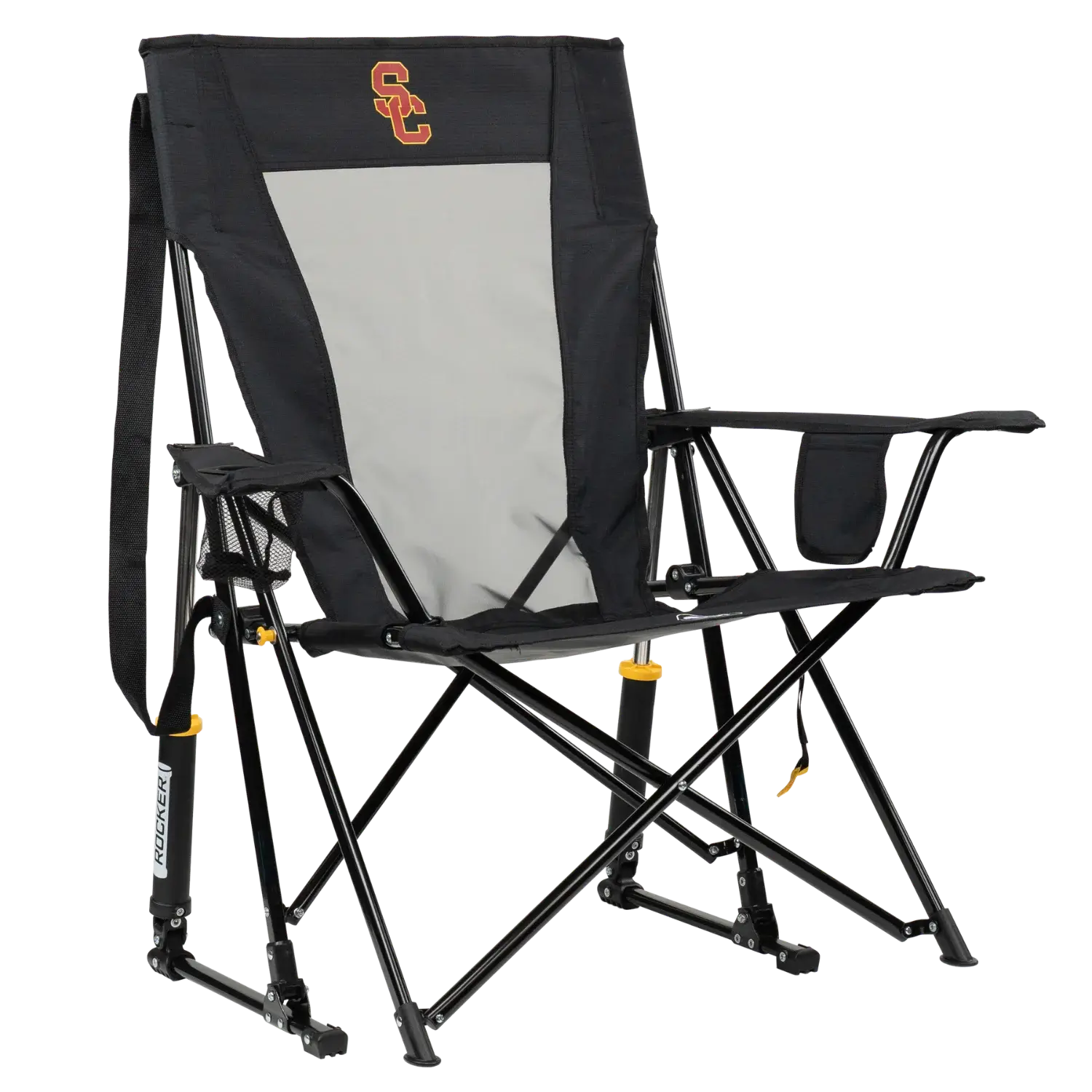 Patented Spring-Action College Comfort Pro Rocker - USC Trojans - Choice 856 - Heavy-Duty Kickback Rocker with Beverage Holder - Default Title