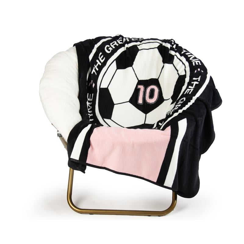 Decorative Knitted 46" x 60" Coral Fleece Throw, Polyester, Pink & Black - Super Soft Reversible Sherpa Flannel Blanket - Default Title