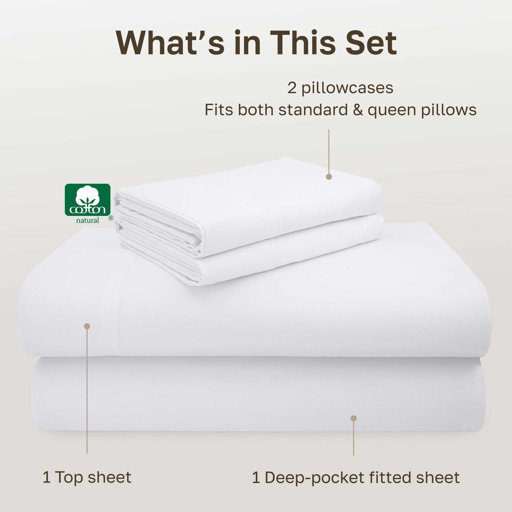 Ultra-Soft 100% Cotton Queen Sheets Set - 600 Thread Count 100% Cotton Sheets Queen, Sateen Deep Pocket Adult/Teen 4 Piece Bed Sh - Cooling Hotel Quality Bedding Sheets and Pillowcases Detail