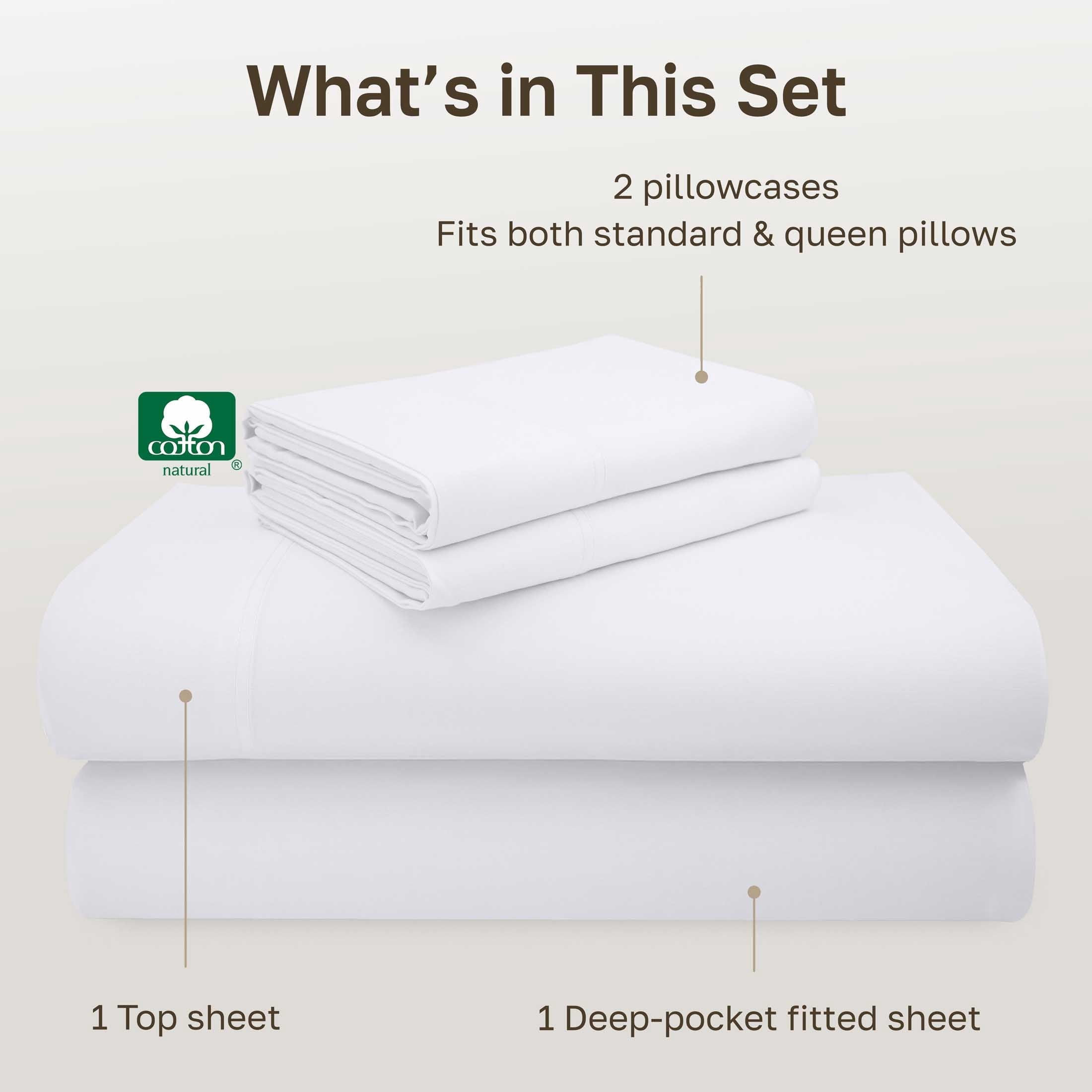 Ultra-Soft 100% Cotton Queen Sheets Set - 600 Thread Count 100% Cotton Sheets Queen, Sateen Deep Pocket Adult/Teen 4 Piece Bed Sh - Cooling Hotel Quality Bedding Sheets and Pillowcases Detail