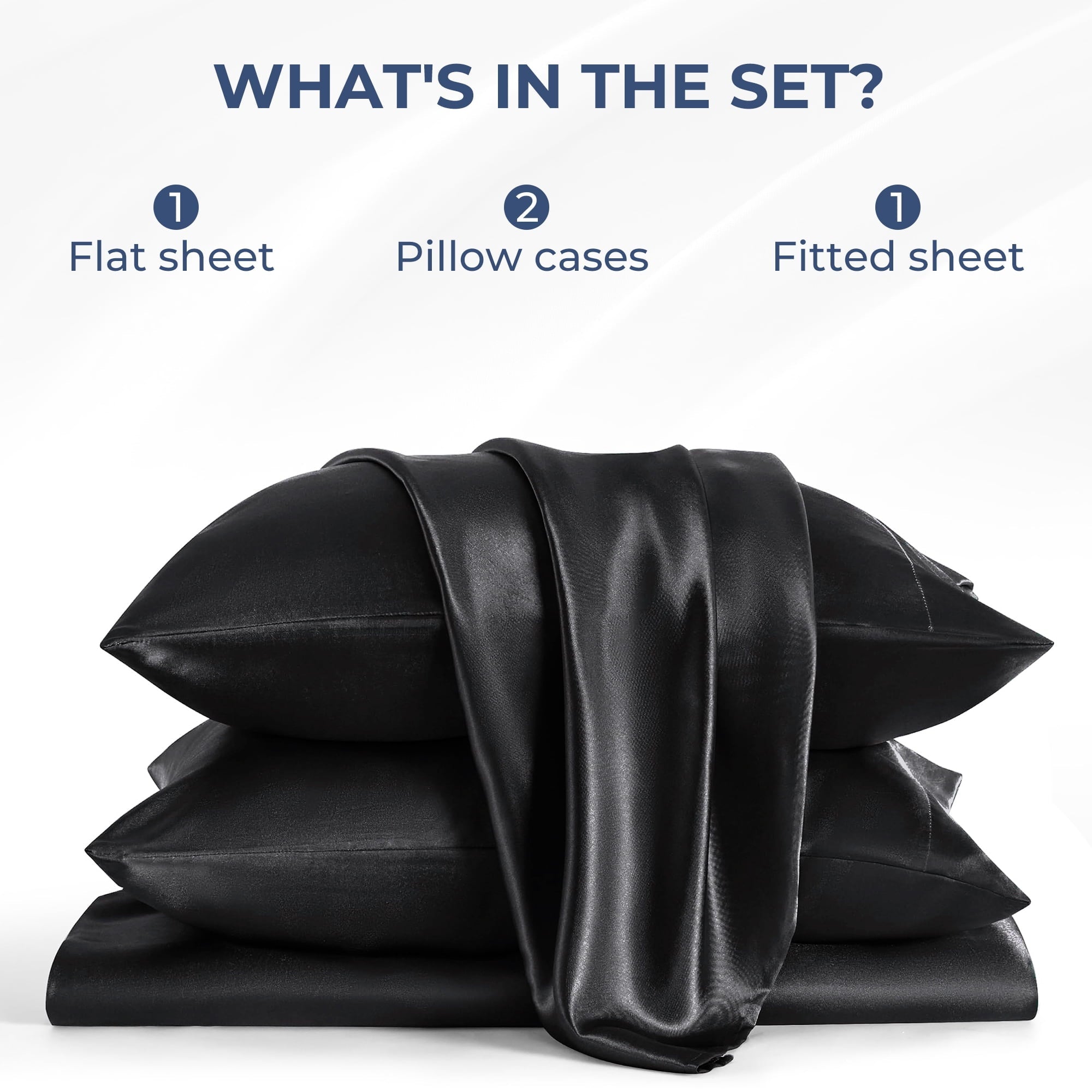 Ultra-Soft Set, Queen, Silky Bed s, 4 Pieces,Black - Cooling Hotel Quality Bedding Sheets and Pillowcases Detail