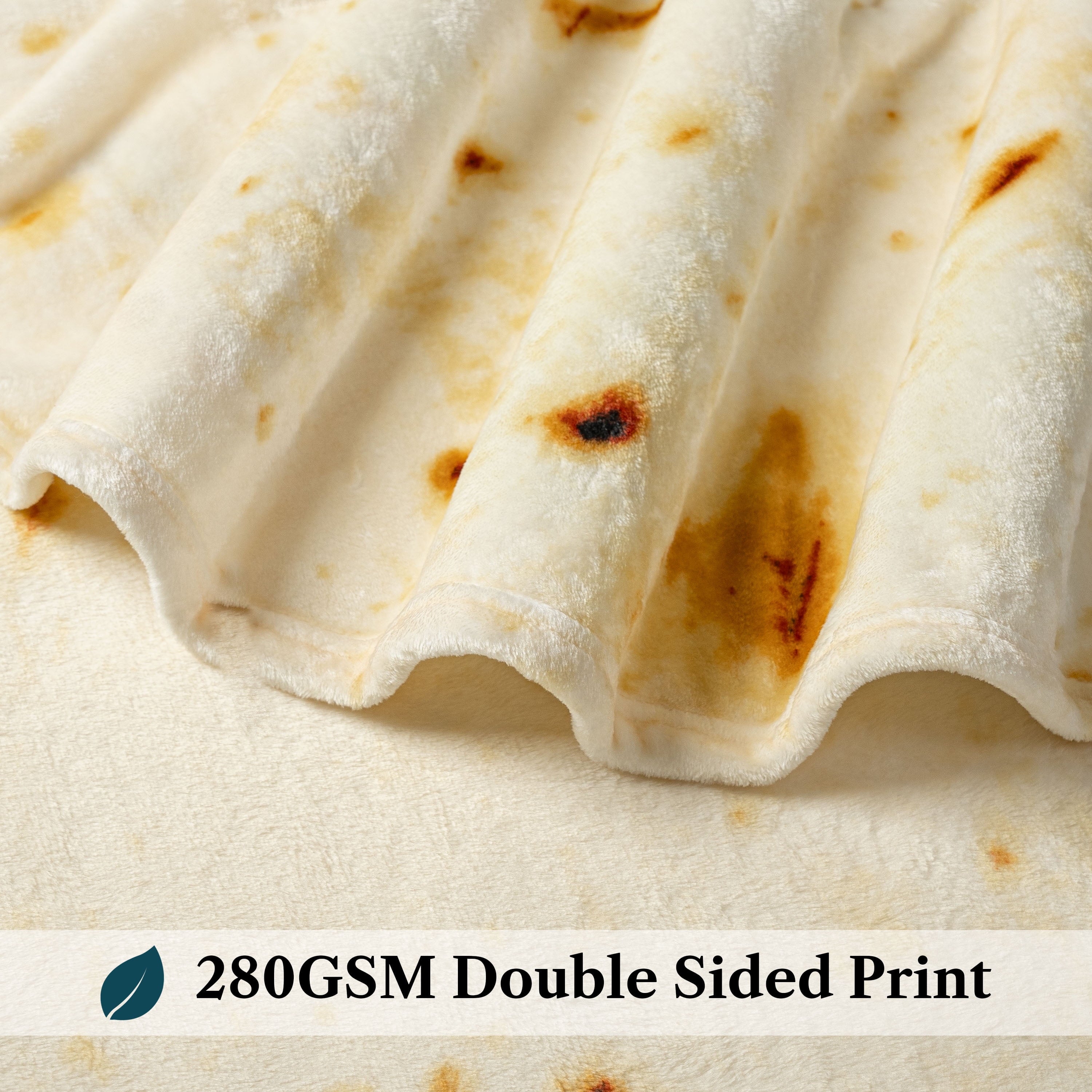 Cozy Fleece Burrito Tortilla Blanket, Double Sided Taco Flour Wrap Novelty Throw for Adult Kid Teen, Realistic Food Blanket, Funn... - Cozy Fleece Throw Blanket for Couch & Bed Detail