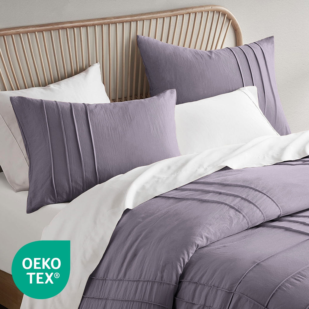 All-Season Full/Queen Comforter Set, Boho 3-Piece Pintuck Stitching Bedding Set, Soft Washed Pleated Bed Sets with Pillow Shams,... - Cloud-Like Soft Lightweight Bed Comforter Detail