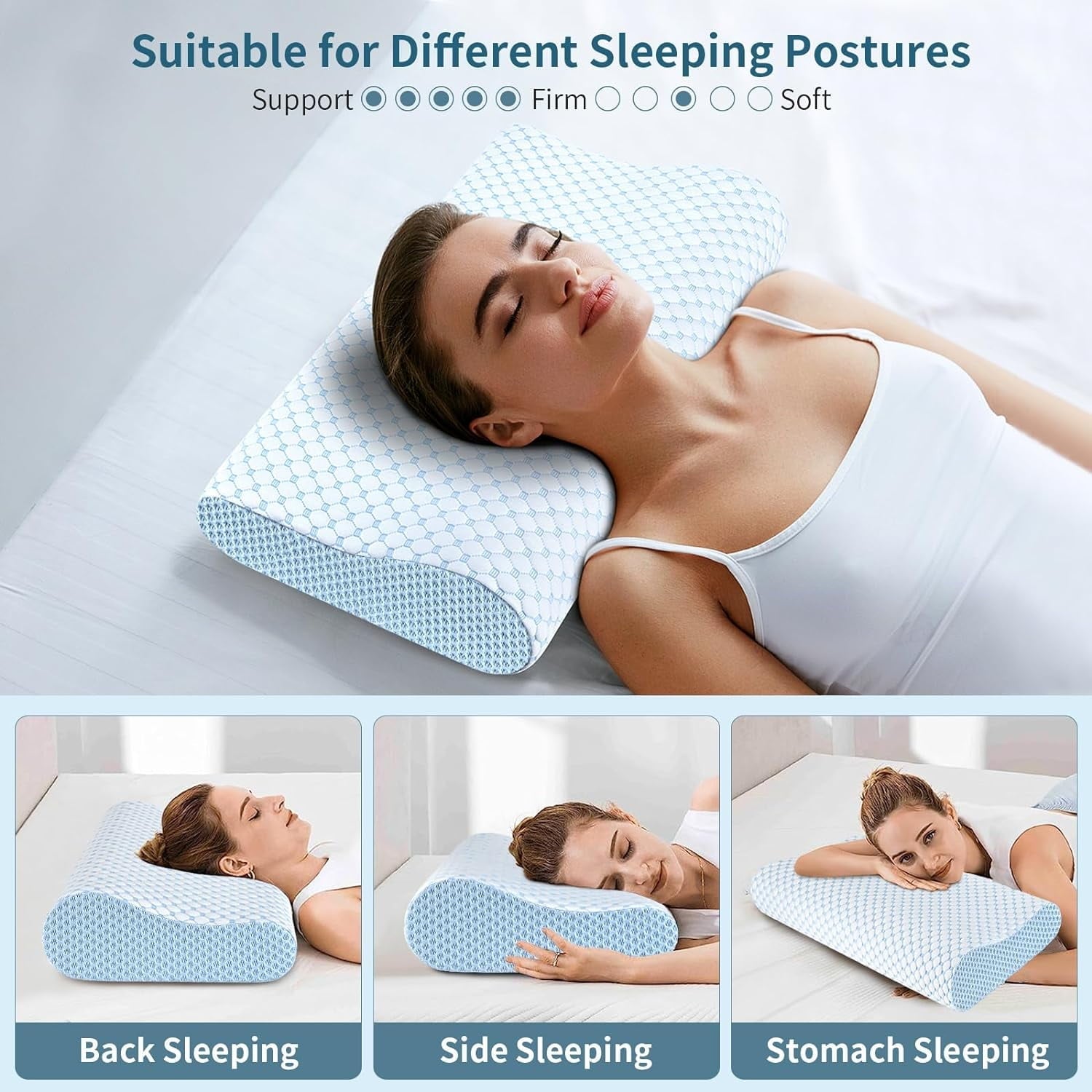 Hotel Collection for Neck Pain Relief, Contour Memory Foam s for Sleeping, Odorless Ergonomic Adjustable Orthopedic Cooling Bed Neck S... - Orthopedic Shredded Foam Bed Pillow Set Detail