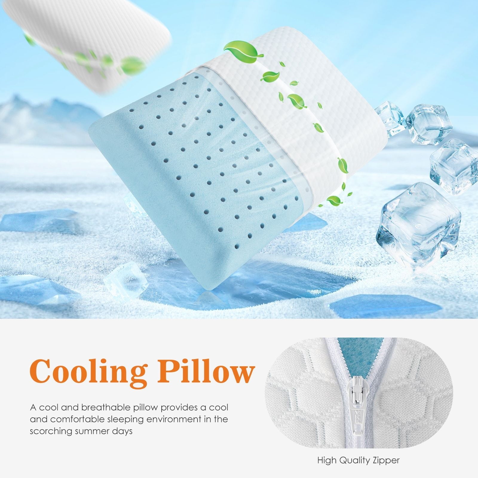 Decorative Plump Memory Foam Pillow, Standard Size Pillows for Sleeping, Bed Pillow Soft and Comfortable, 1 Pack - Hotel Quality Plush Sleeping Pillows Detail