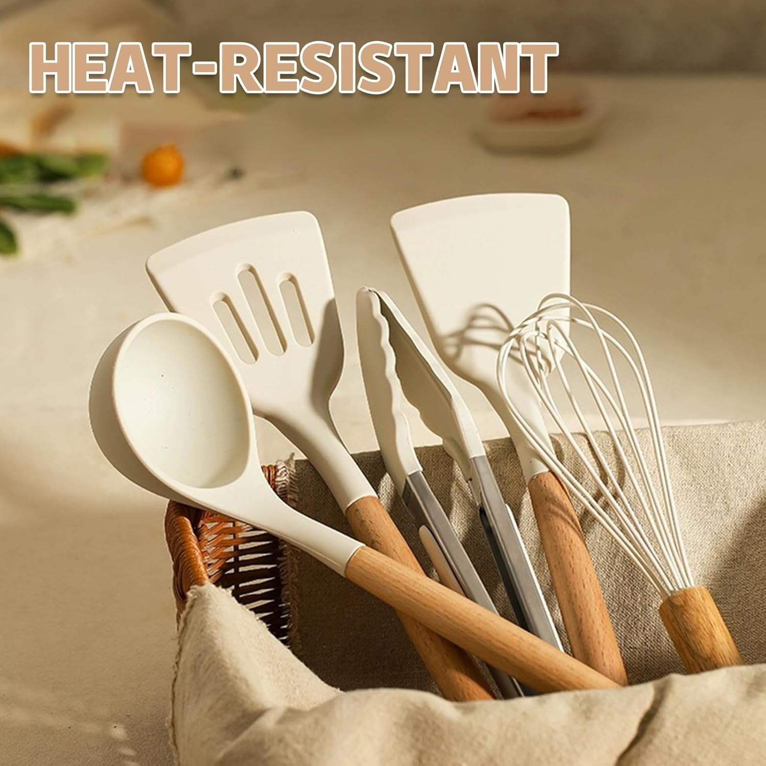 Premium Kitchen Kitchen Cooking Utensils Set, 33 pcs Non-stick Silicone Cooking Kitchen Utensils Spatula Set with Holder, Wooden Hand... - Kitchen Gadget Tool for Quick Food Prep Detail