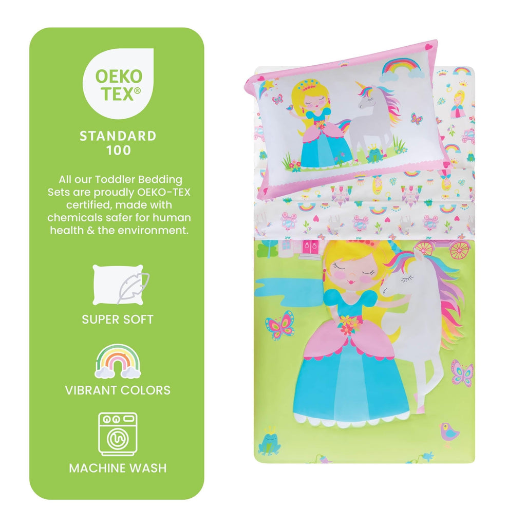 Fluffy Down Alternative Princess Toddler Bedding Set for Girls - 4-Piece Toddler Bed Comforter Sets for Girls, Reversible Comforter & Pillowc... - All-Season Down Alternative Comforter Insert Detail