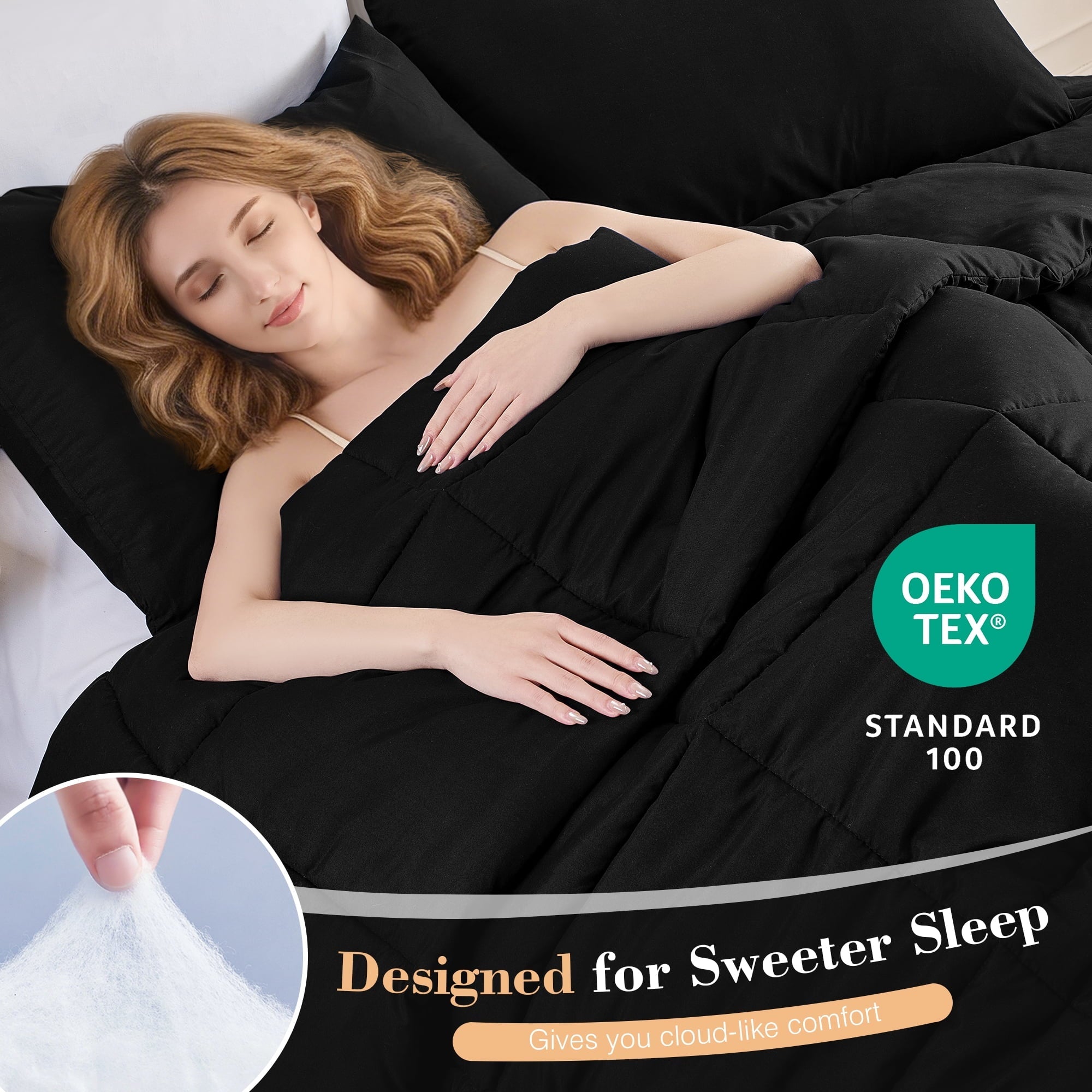 All-Season Queen Size Comforter Sets, 3 Piece Soft Quilted Bedding Sets, All-Season Down Alternative Comforter with 2 Pillow Sha... - All-Season Down Alternative Comforter Insert Detail