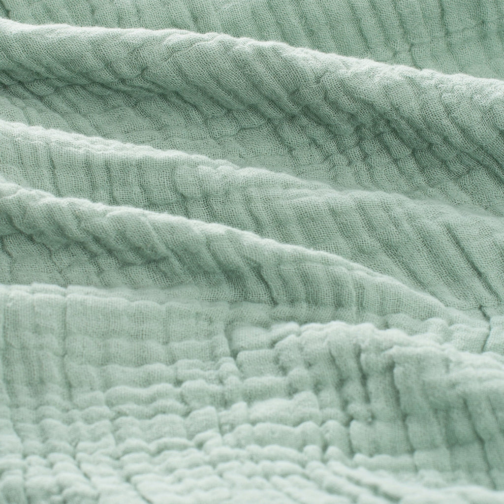 Decorative Knitted 100% Cotton Muslin Throw Blanket Gauze Blankets for Adults Soft Throws for Bed and Couch, 50" x 70" Sage Green - Luxury Knitted Decorative Throw Blanket with Fringes Detail
