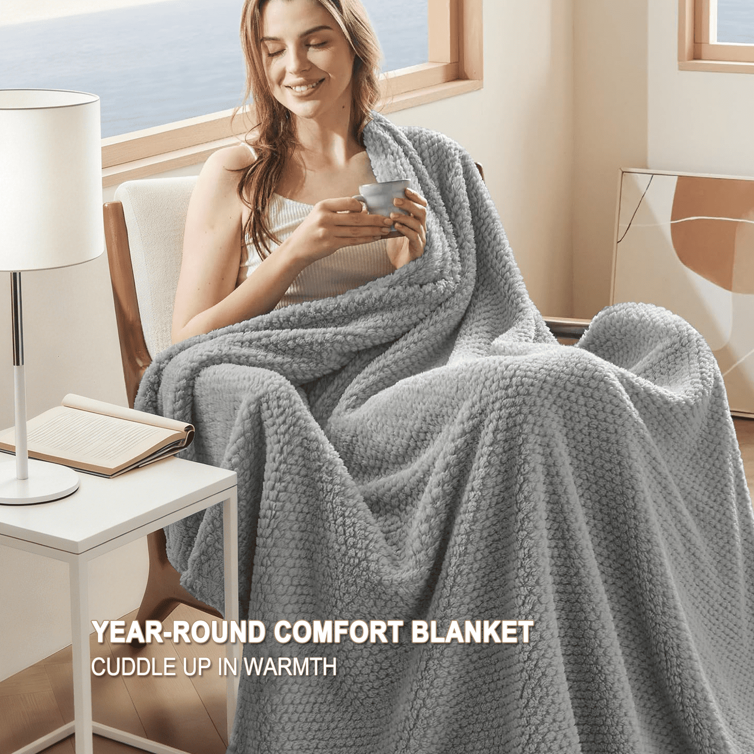 Decorative Knitted Soft Jacquard for Couch, Waffle Weave Fuzzy s for Home Decor, Lightweight and Warm Bed s for Bed Sofa Office Travel - Lightweight Plush Warm Blanket for All Seasons Detail