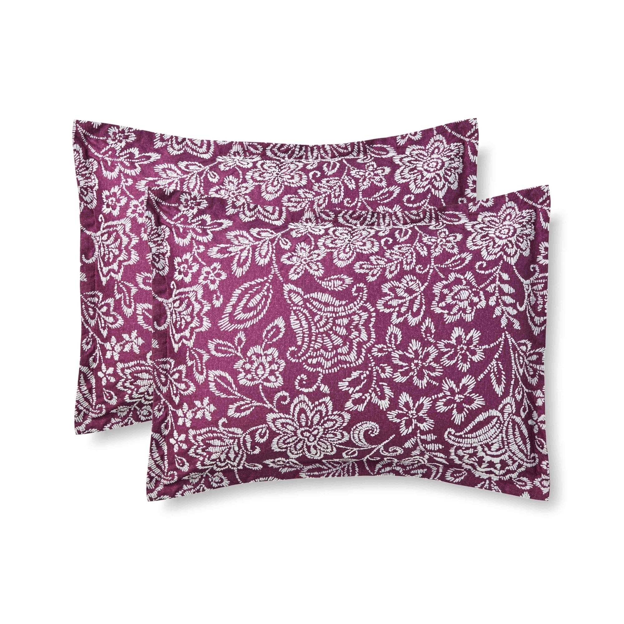 Luxurious Quilted 5-Piece Jacquard Comforter Set with Decor Pillow and Throw Purple Flocking Embroidery Bedding Set, Full/Queen - Cloud-Like Soft Lightweight Bed Comforter Detail