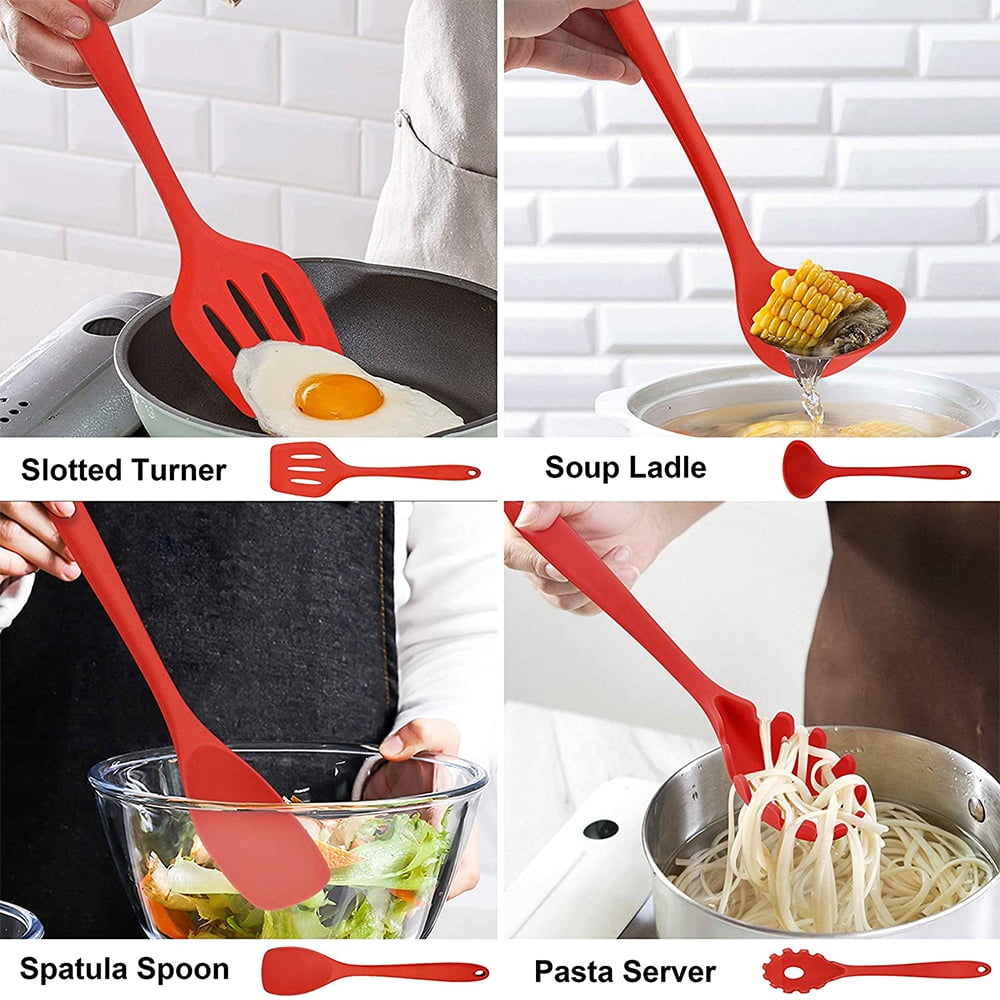 Durable Steel 14 Pcs Cooking Utensils Set with Holder, Heat Resistant Silicone Kitchen Cookware Utensils Set, Kitchen Cooking Tools... - High-Precision Culinary Tool for Baking & Cooking Detail