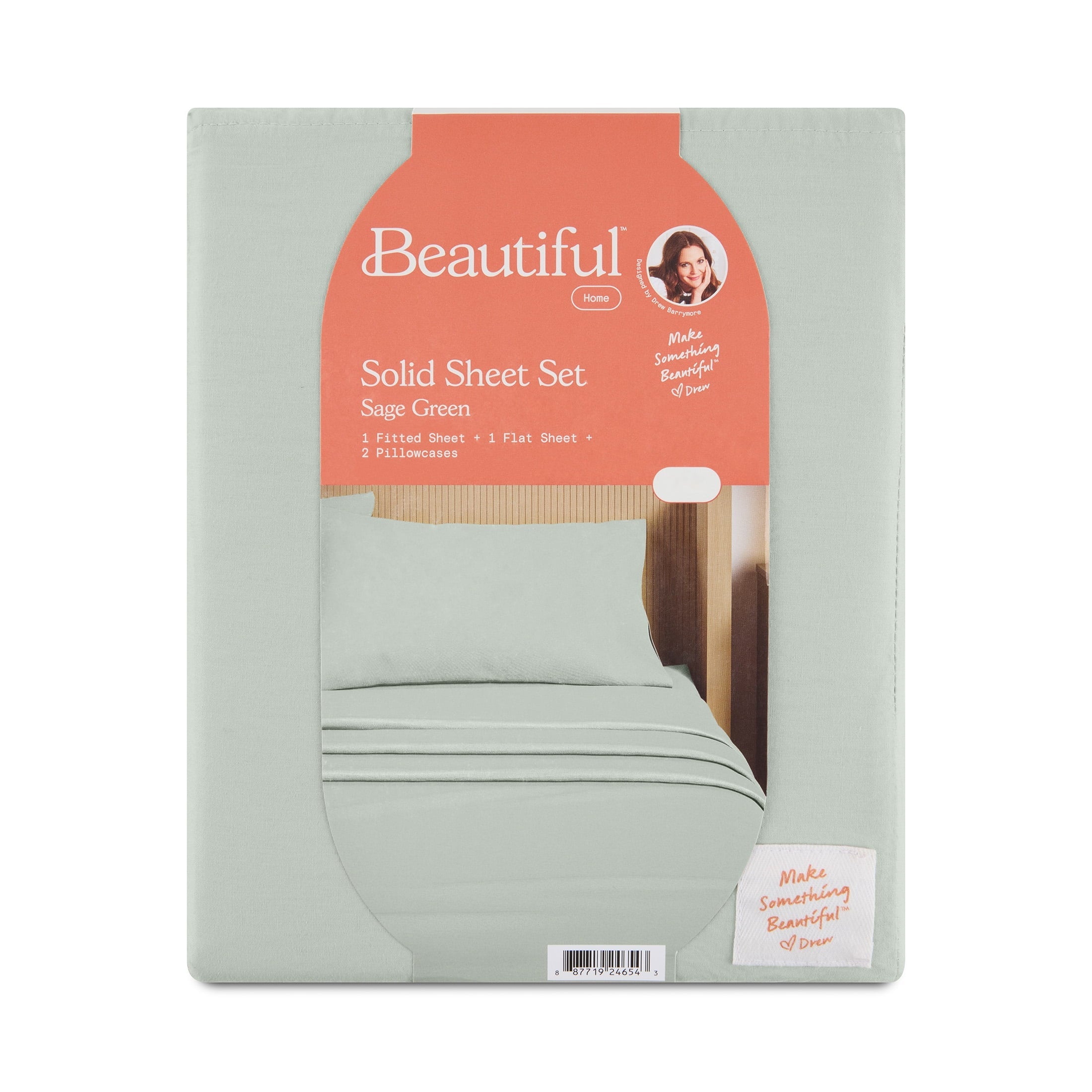 Premium Egyptian Cotton Solid 4-Piece 100% Cotton Washed Percale Sage Green Sheet Set, Full - Cooling Hotel Quality Bedding Sheets and Pillowcases Detail