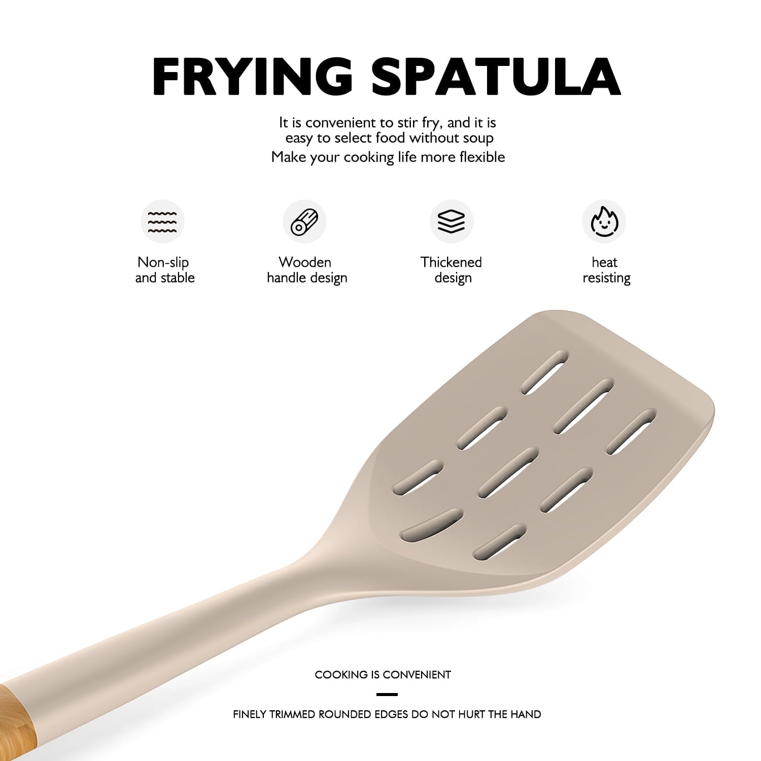 Durable Steel Large Silicone Cooking Utensils - Heat Resistant Kitchen Utensil Set with Wooden Handles, Spatula,Turner, Slotted Spo... - Professional Kitchen Tool for Culinary Enthusiasts Detail