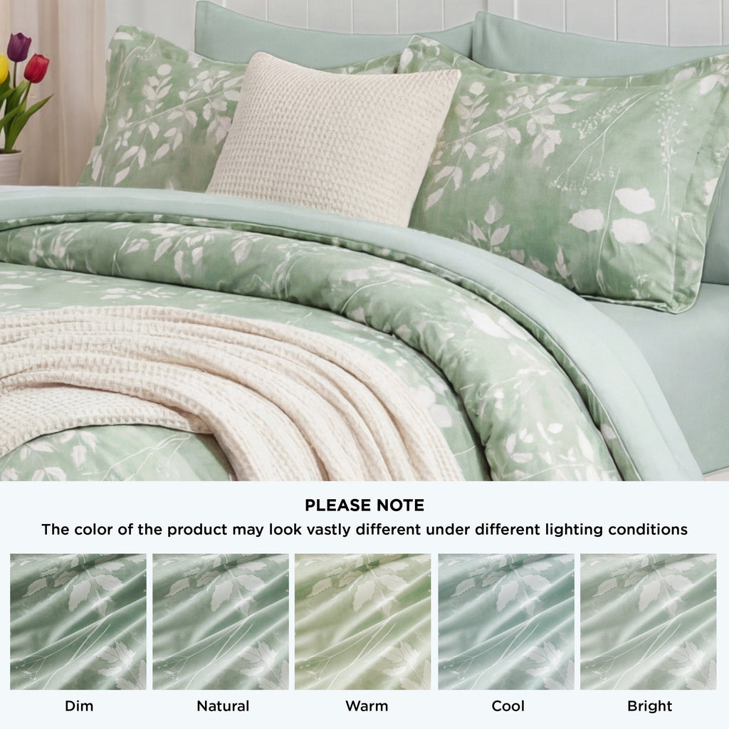 Heavyweight Warmth Queen Comforter Set Sage Green, Bed in a Bag Queen Size Bedding, 7-Pieces Botanical Flowers Spring Comforter, Sheets,... - Hypoallergenic Ultra-Fluffy Quilt for Winter Detail