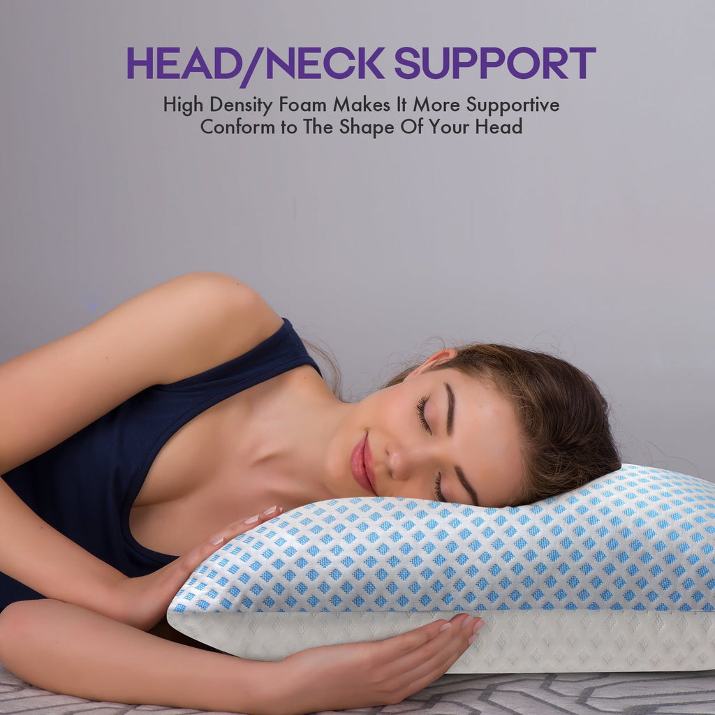 Orthopedic Support Cooling Pillows for Bed Sleeping Shredded Memory Foam Pillows Queen Size Set of 2 Pack 20 x 30 inches - Ergonomic Memory Foam Pillow for Neck Pain Support Detail