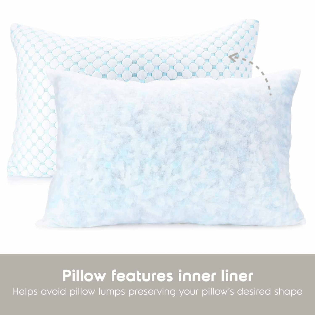 Hotel Collection Cooling Pillows for Bed, Memory Foam Bed Pillow, Queen Pillows 20” X 28”, 2 Pack - Hotel Quality Plush Sleeping Pillows Detail
