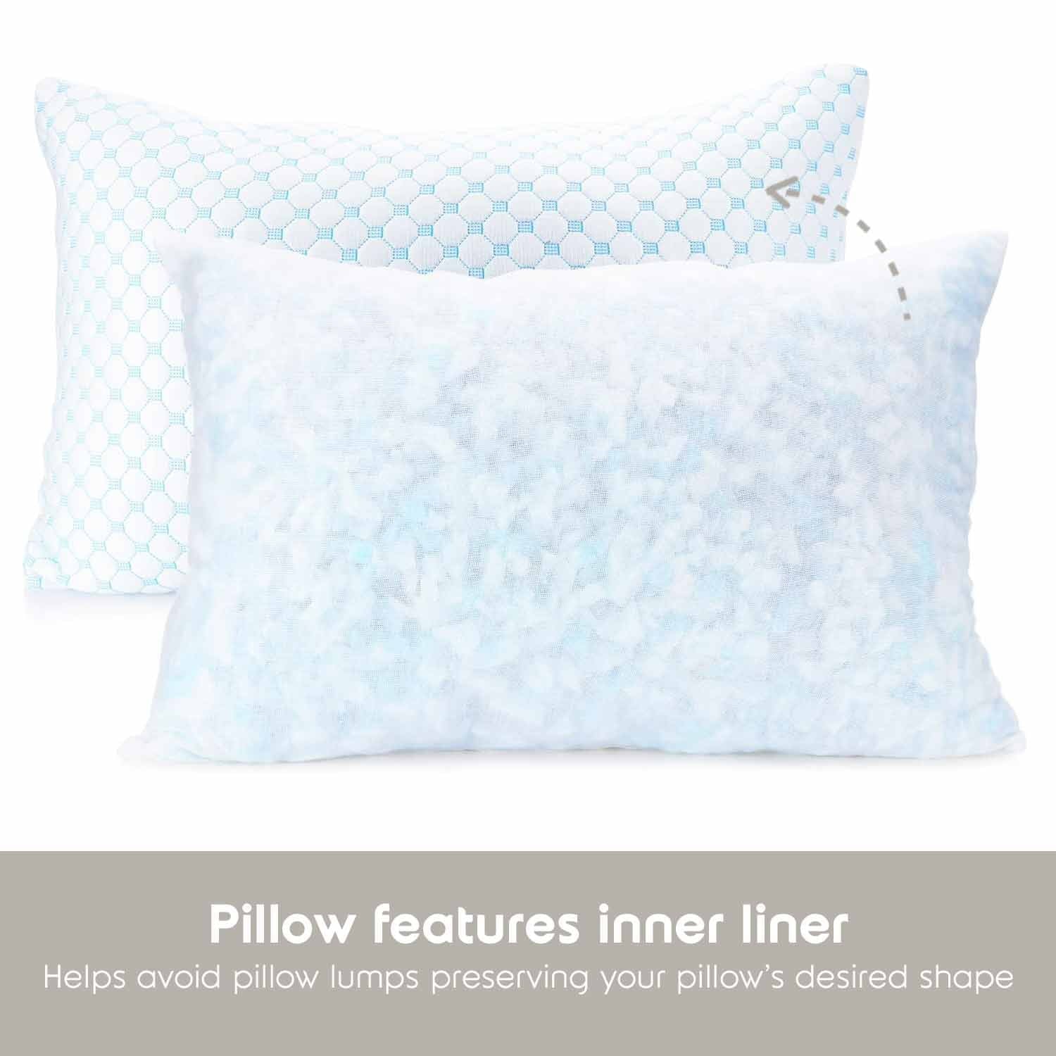 Hotel Collection Cooling Pillows for Bed, Memory Foam Bed Pillow, Queen Pillows 20” X 28”, 2 Pack - Hotel Quality Plush Sleeping Pillows Detail