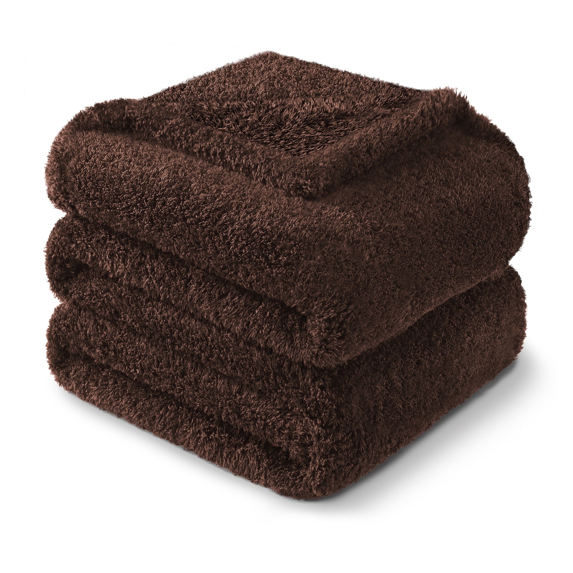 Super Soft Flannel Fuzzy Fleece Throw Blanket for Couch Sofa, Lightweight Fluffy Solid Velvet Blanket, 50x60 Inches, Coffee - Luxury Knitted Decorative Throw Blanket with Fringes Detail