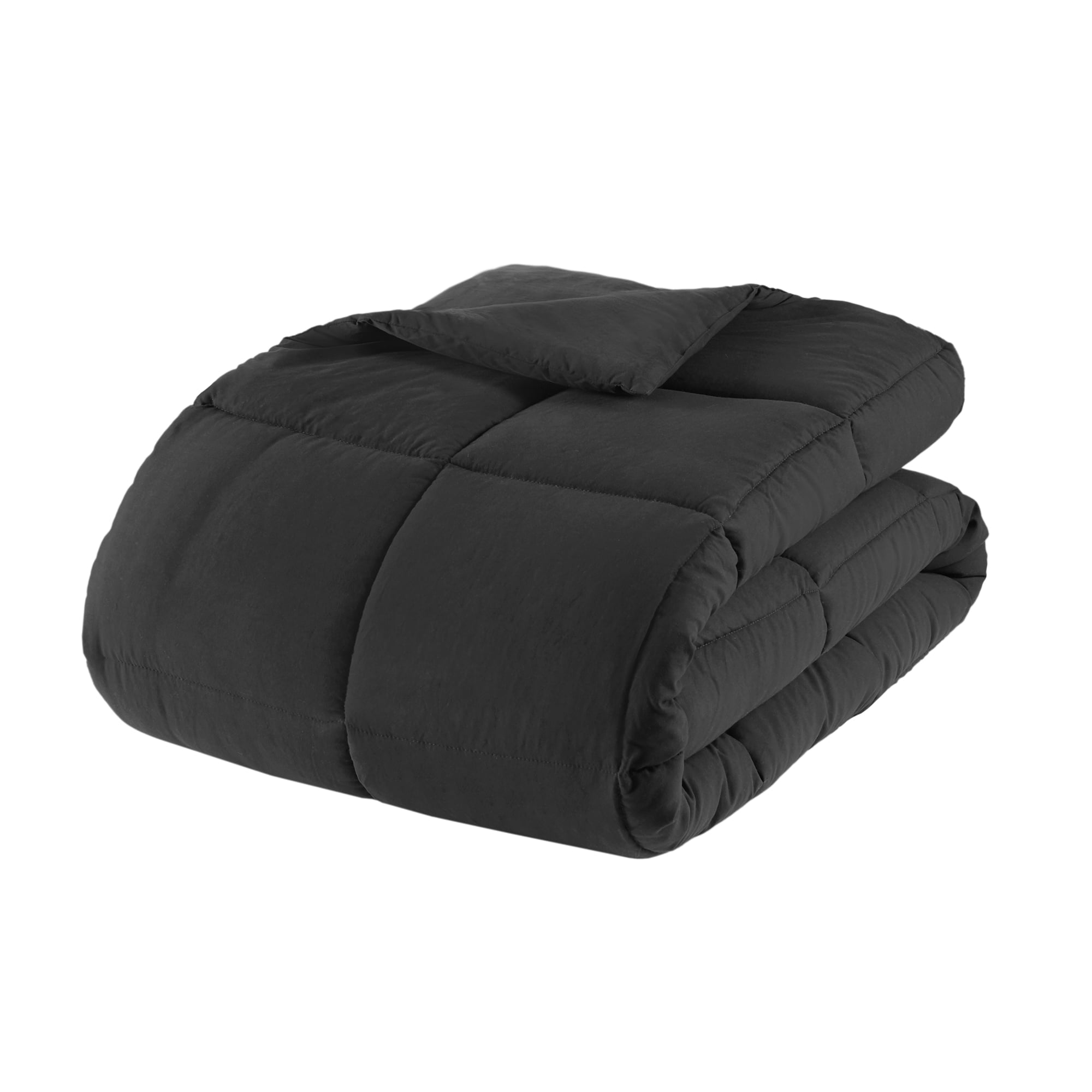 Luxurious Quilted All in One Down Alt Reversible Comforter and Sheet set- 5 Piece, Twin, Black - Luxurious Quilted Duvet Cover Set Detail
