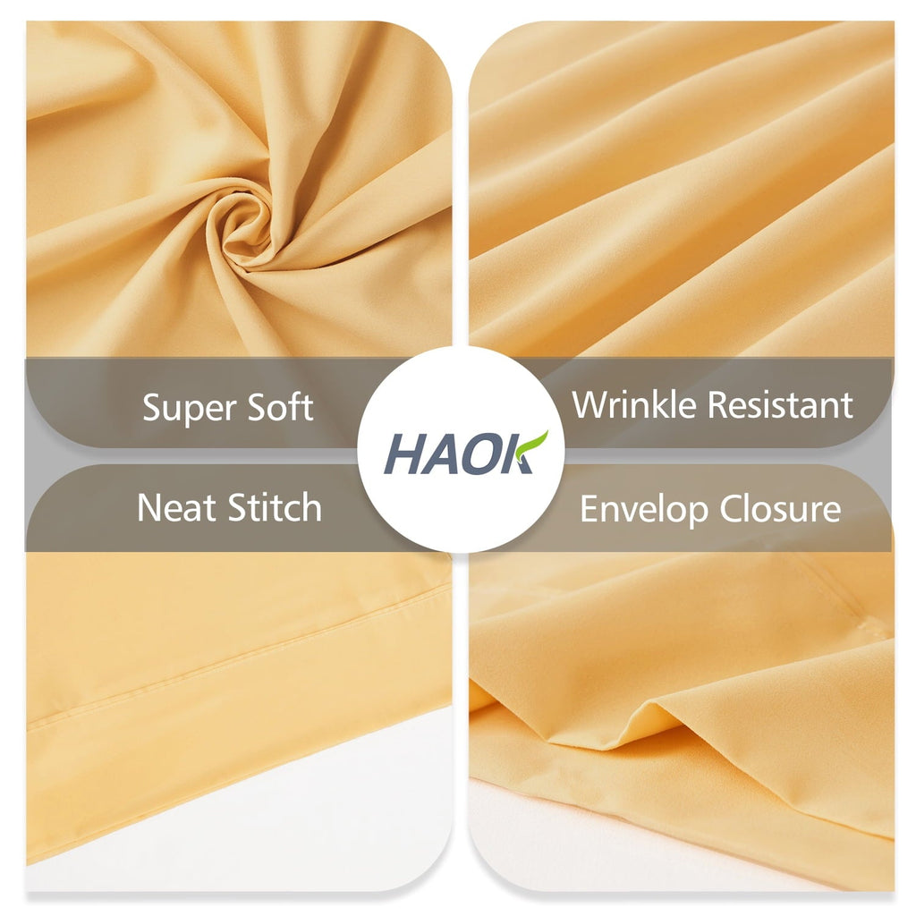 Decorative Plump Solid Print Pillow Cases, King, Beige, 2-Pieces - Ergonomic Memory Foam Pillow for Neck Pain Support Detail