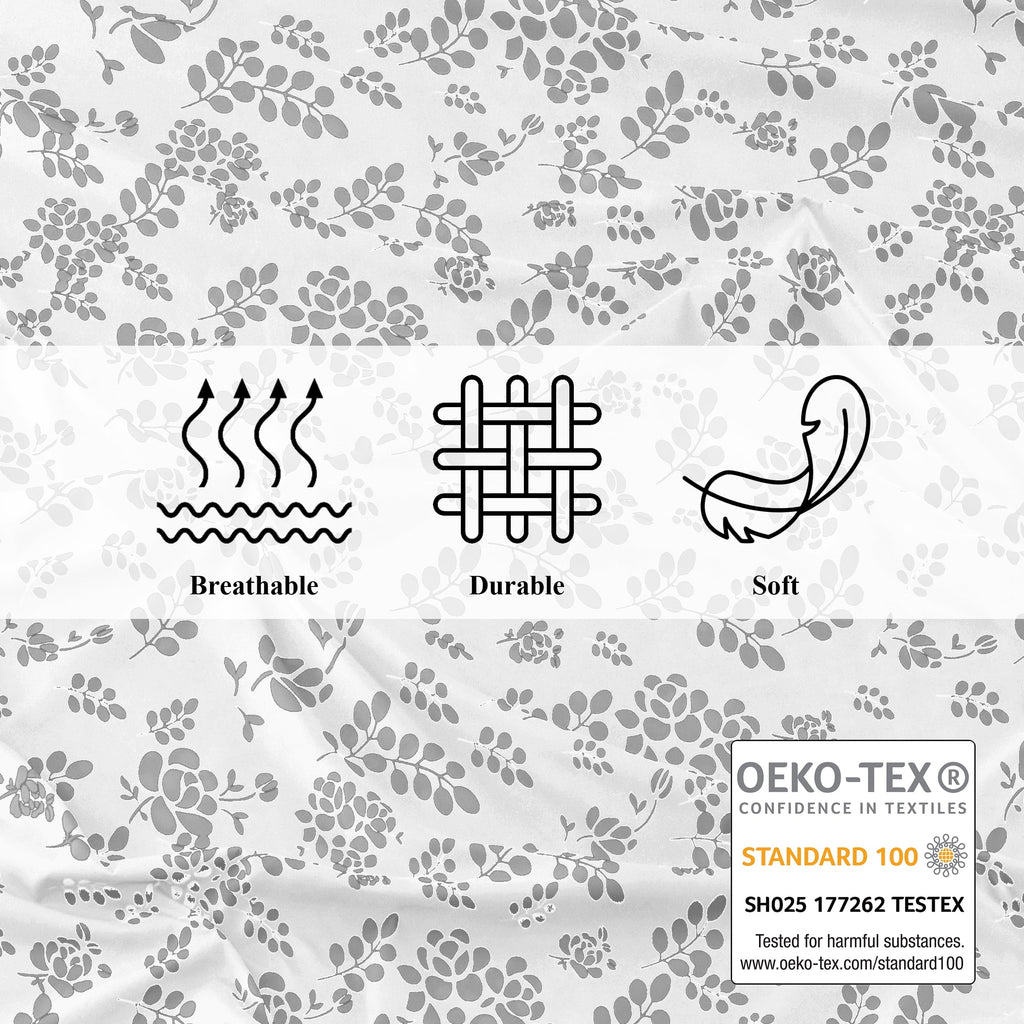 Ultra-Soft Lux Decor Twin Microfiber Bed Sheets - 3 Piece Floral Sheet Set, Soft Breathable Bedding, Wrinlkle Resistant, OEKO-TE... - Cooling Hotel Quality Bedding Sheets and Pillowcases Detail