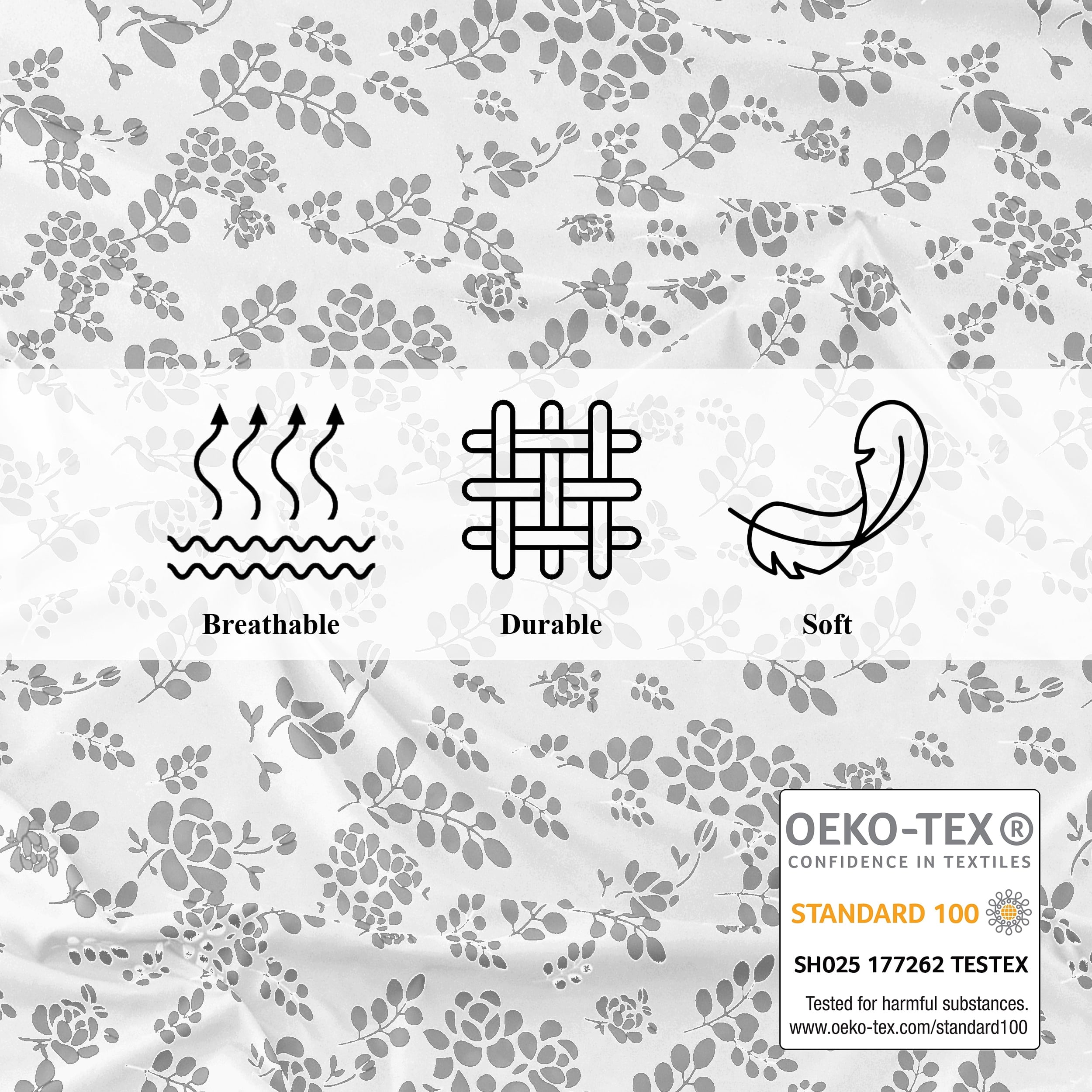 Ultra-Soft Lux Decor Twin Microfiber Bed Sheets - 3 Piece Floral Sheet Set, Soft Breathable Bedding, Wrinlkle Resistant, OEKO-TE... - Cooling Hotel Quality Bedding Sheets and Pillowcases Detail