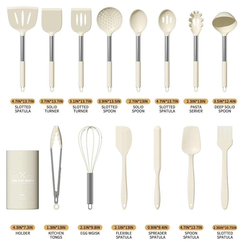 Premium Silicone Silicone Cooking Utensil Set, 30 Pcs Kitchen Utensils Set with Stainless Steel Handle, Food Grade Silicone Spatula Se... - Heat-Resistant Silicone Cooking Spatula Turner Detail