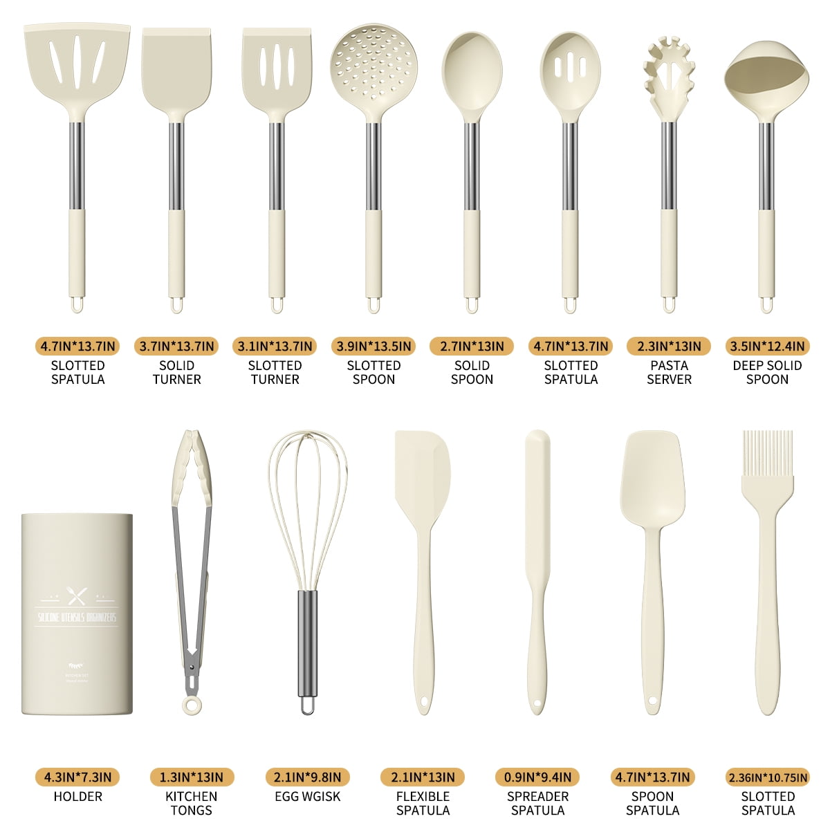 Premium Silicone Silicone Cooking Utensil Set, 30 Pcs Kitchen Utensils Set with Stainless Steel Handle, Food Grade Silicone Spatula Se... - Heat-Resistant Silicone Cooking Spatula Turner Detail