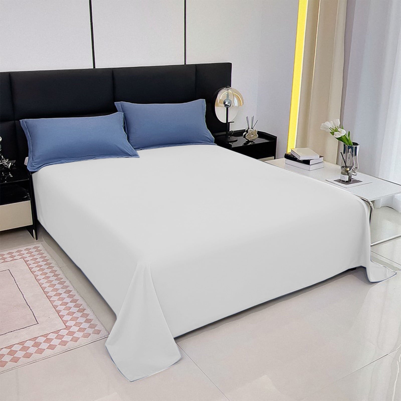 Breathable Luxury Color Twin Size Flat Sheet - Hotel Quality Top Flat Bed Sheet Only, Ultra Soft, Comfy, Breathable & Cooling - Fade & ... - Cooling Hotel Quality Bedding Sheets and Pillowcases Detail