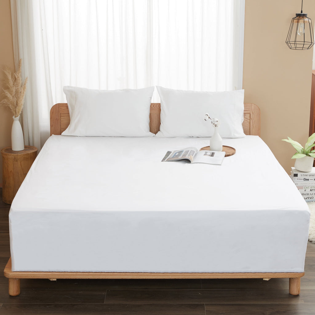 Premium Egyptian Cotton 100% Cotton Queen Size Fitted Sheet Only, 300 Thread Count White Fitted Bed Sheet with 22” Extra Deep Pocket, Soft & ... - Premium Ultra-Soft Pillowcase Pair for Sleeping Detail