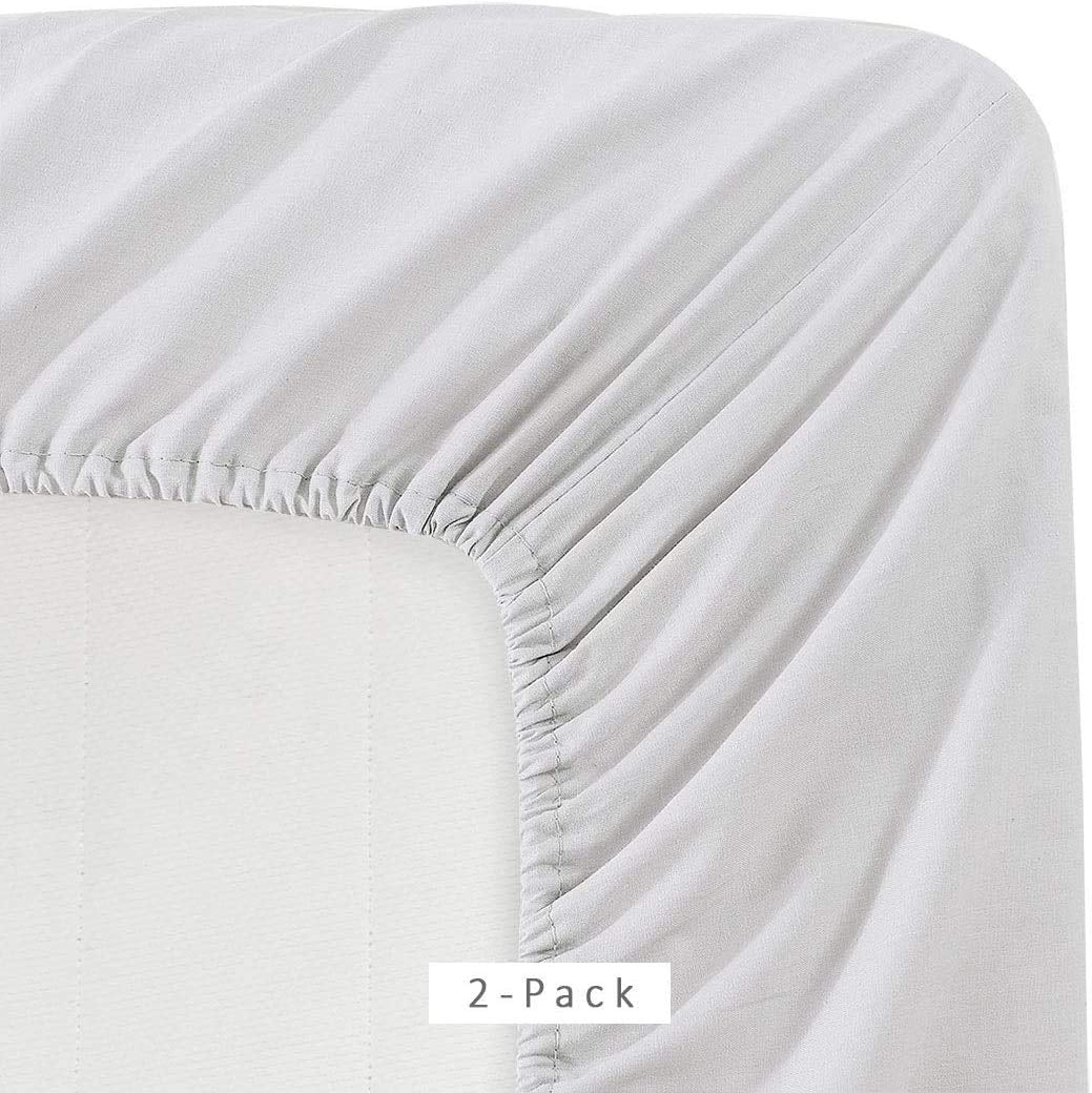 Cooling Sateen 2 Pack Fitted Hospital Bed Sheets with Elastic All Around for a Double Brushed Ultra Soft Breathable 100% Microfiber ... - Luxury Bed Sheet Set with Deep Pockets Detail