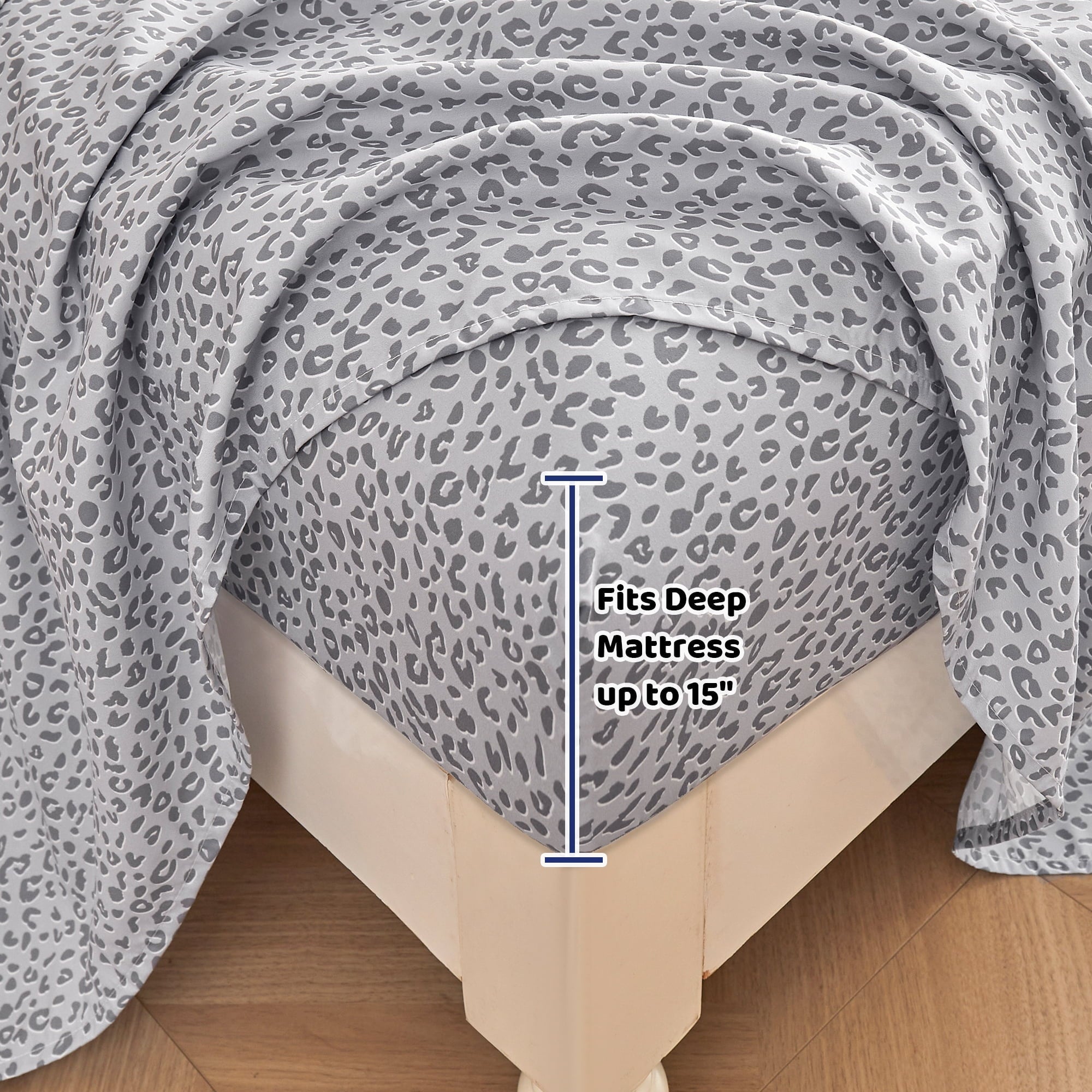 Breathable Luxury Floral King Sheets, Soft Breathable Microfiber Printed Bed Sheet Set, Deep Pocket Non-Slip Fitted Sheet Included - Breathable Egyptian Cotton Flat & Fitted Sheets Detail