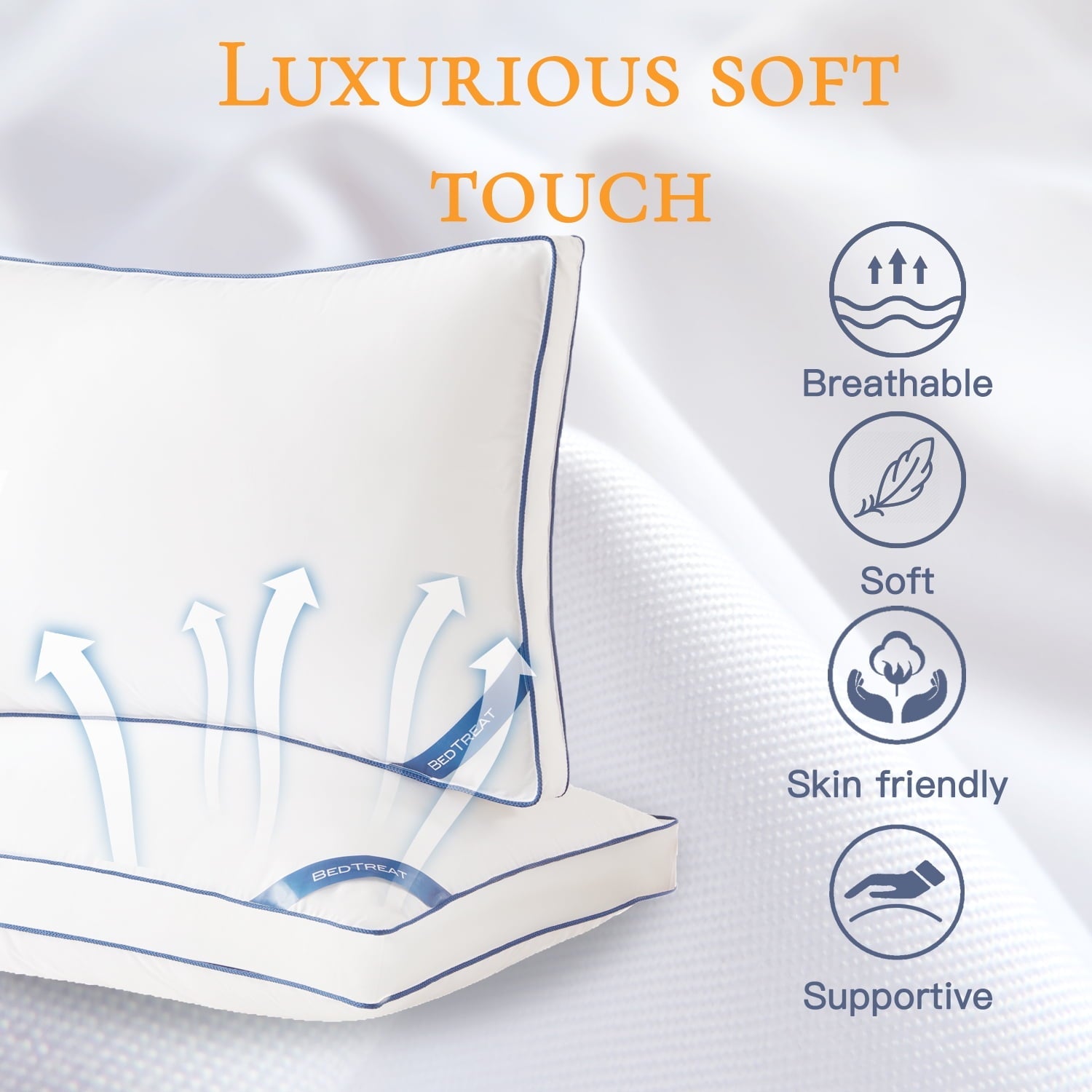 Decorative Plump Goose Down Feather Pillows Queen Size Set of 2, Luxury Soft Hotel Quality pillows for Sleeping, Organic Cotton Cover ... - Ergonomic Memory Foam Pillow for Neck Pain Support Detail