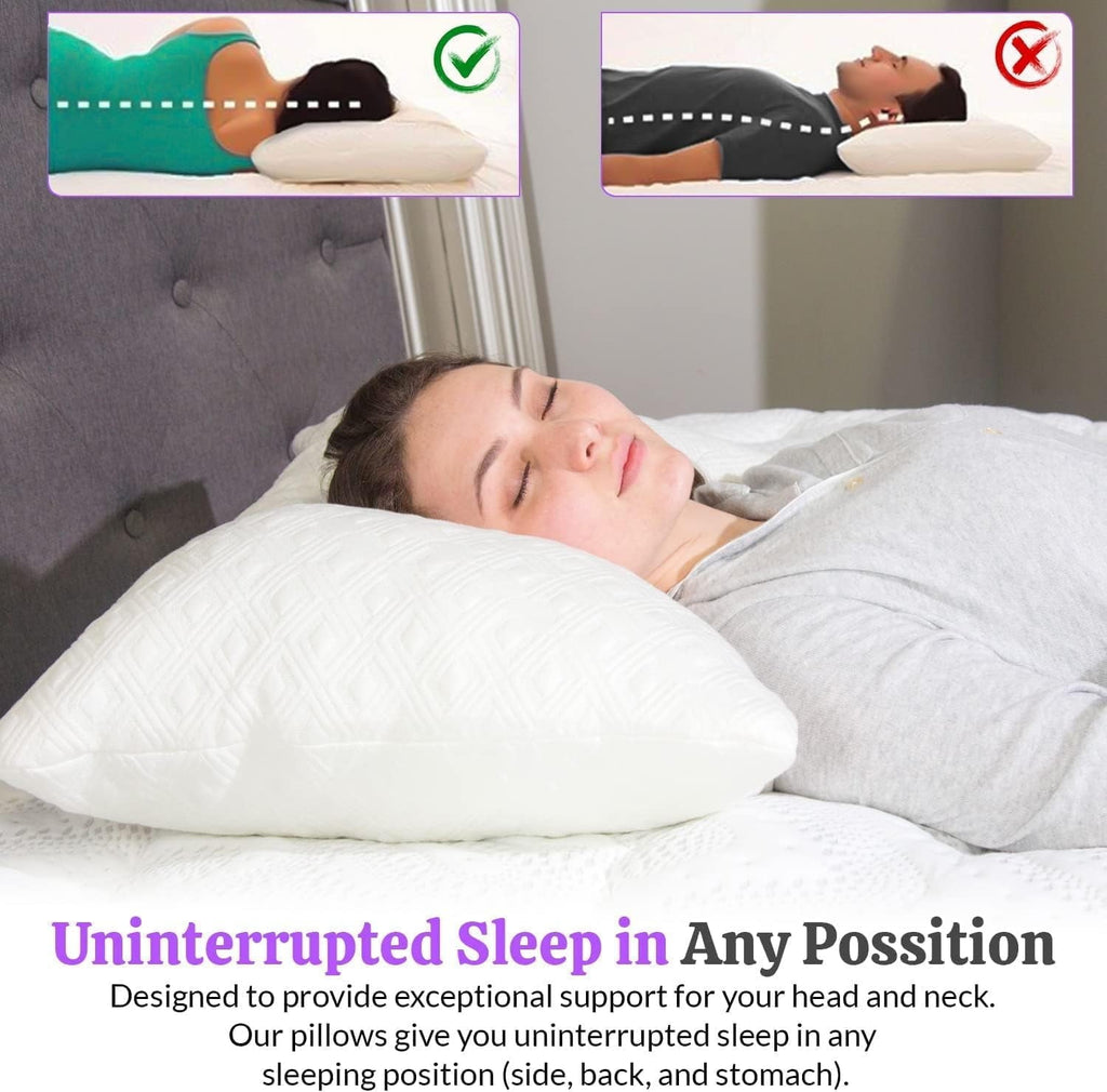Orthopedic Support King Size Bamboo Pillow, Memory Foam Bed Pillows with Washable Pillowcases, King - Decorative Throw Pillow Cushion for Sofa & Bed Detail