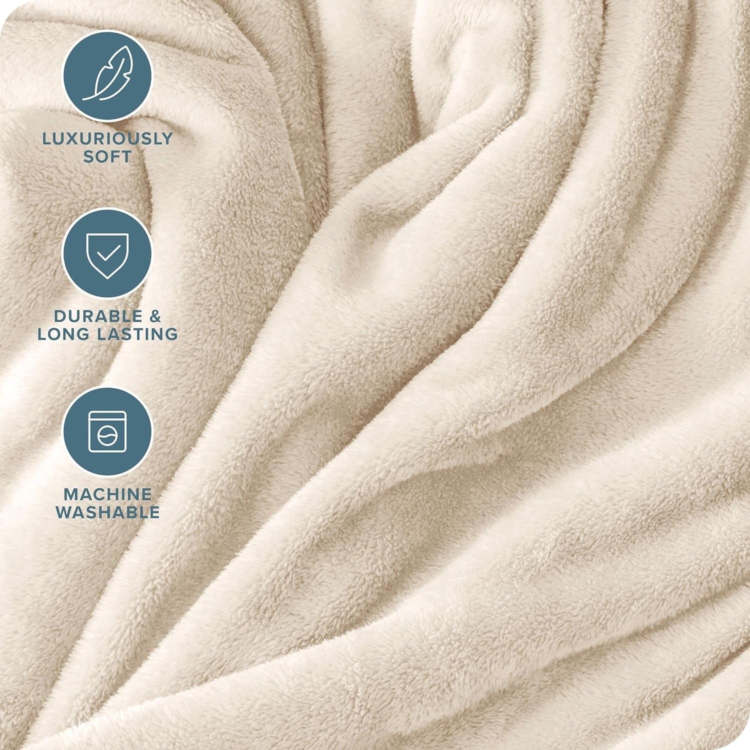 Cozy Fleece Throw Blanket for Couch, Ultra Soft Cream White Throws for Travel Camping Sofa Bed, Lightweight Cozy Bed Blanket for ... - Cozy Fleece Throw Blanket for Couch & Bed Detail