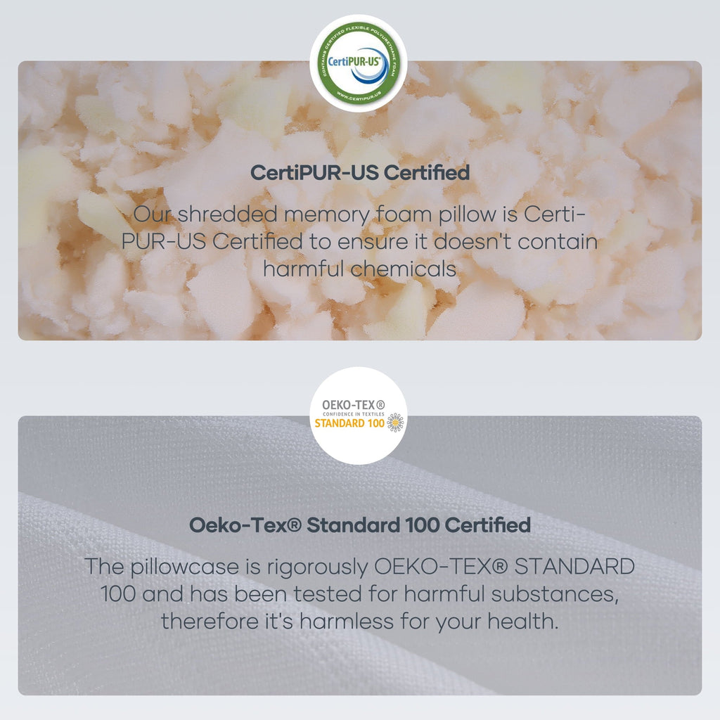 Orthopedic Support Shredded Memory Foam Pillow 2 Pack Pillow for Bed, Side, Back and Stomach Sleepers, CertiPUR-US Certified 28"x20" - Orthopedic Shredded Foam Bed Pillow Set Detail